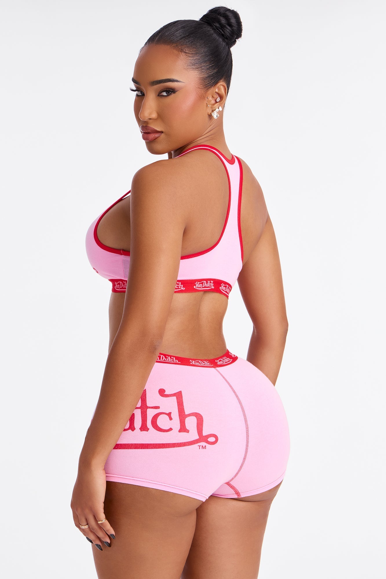 Von Dutch Boyshort And Bra 2 Piece Set - Pink
