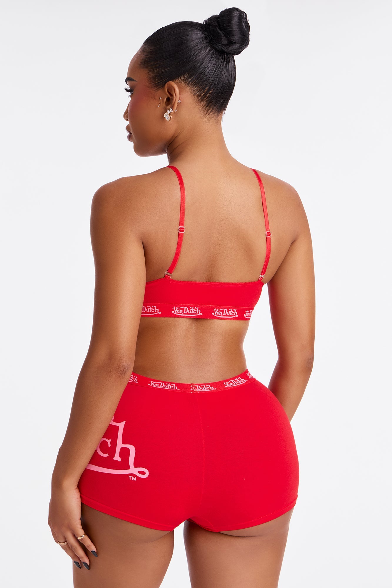 Von Dutch Boyshort And Bralette 2 Piece Set - Red