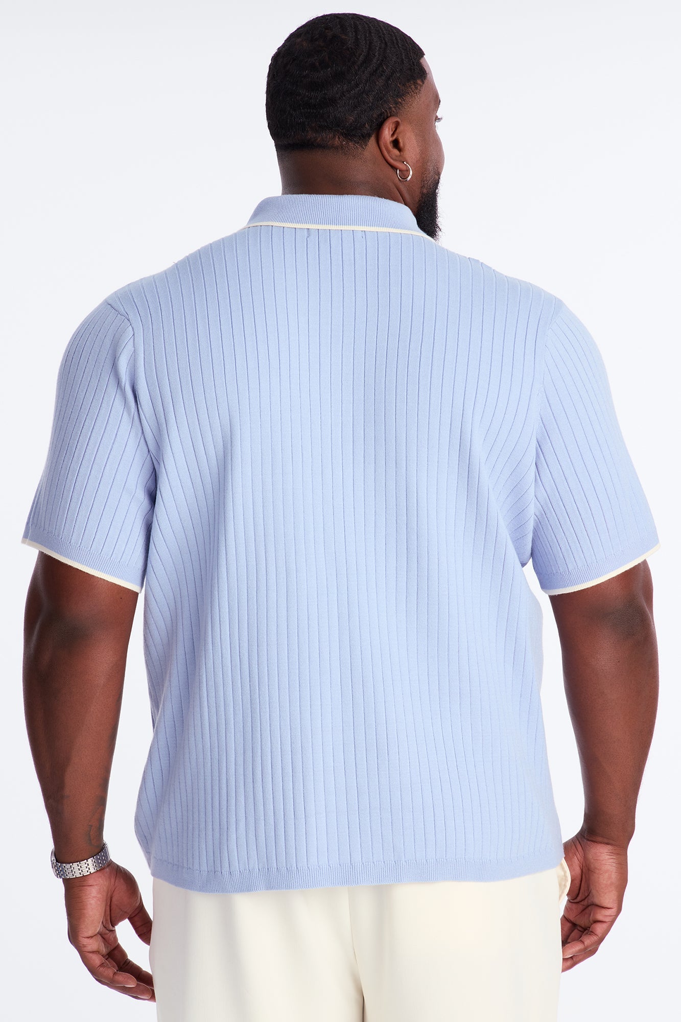 Garrison Knitted Button Up Shirt - Blue
