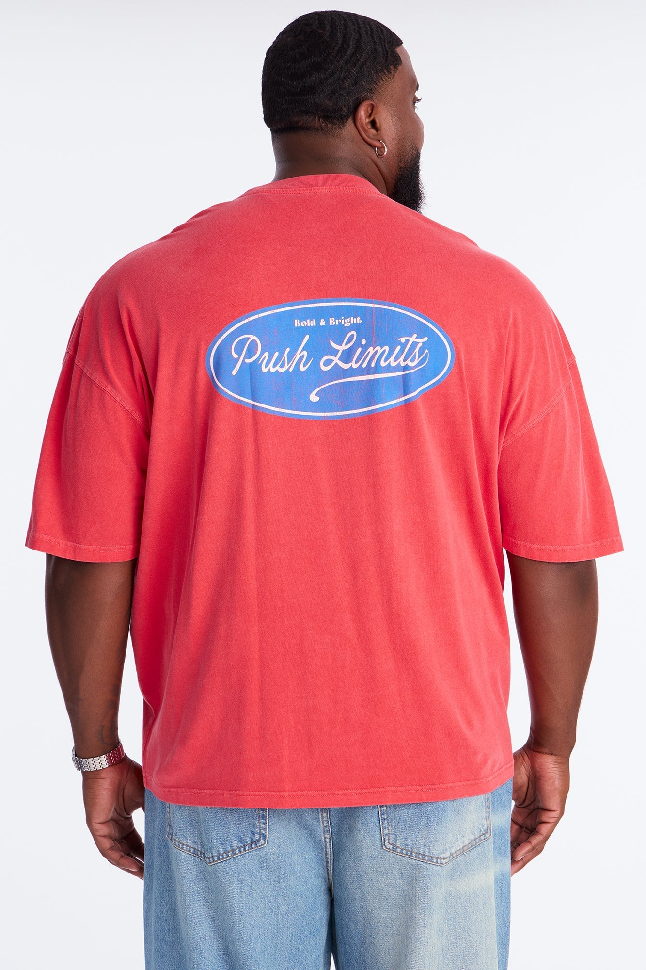 Push Limits Oversized Short Sleeve Tee - Red
