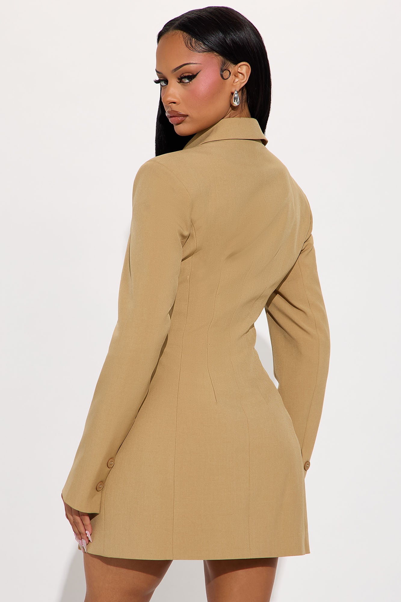 Berkley Button Up Blazer Mini Dress - Mocha