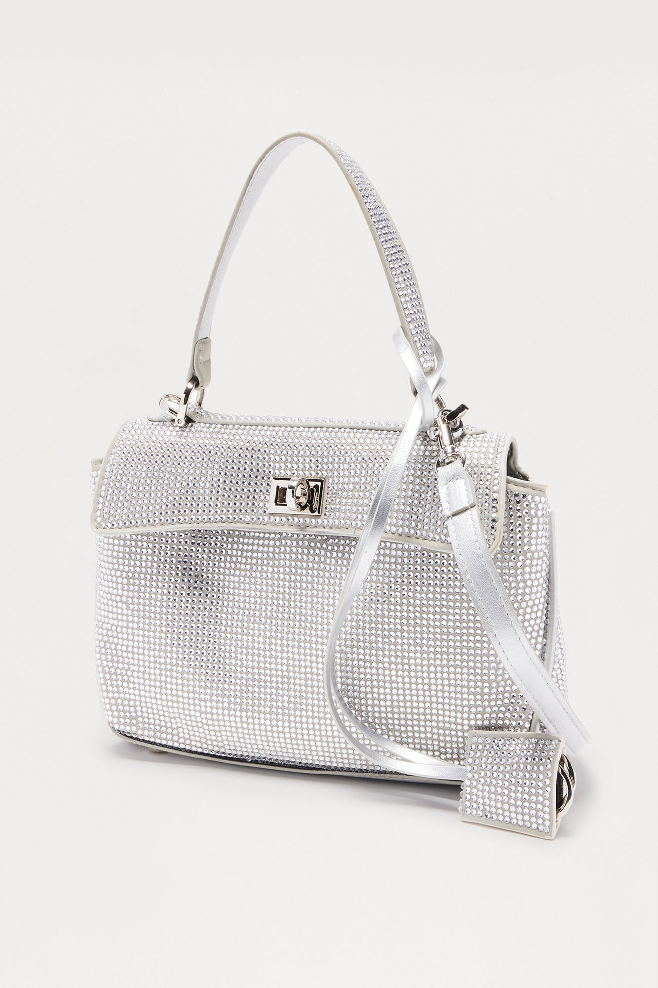 Extra Snazzy Rhinestone Handbag - Silver