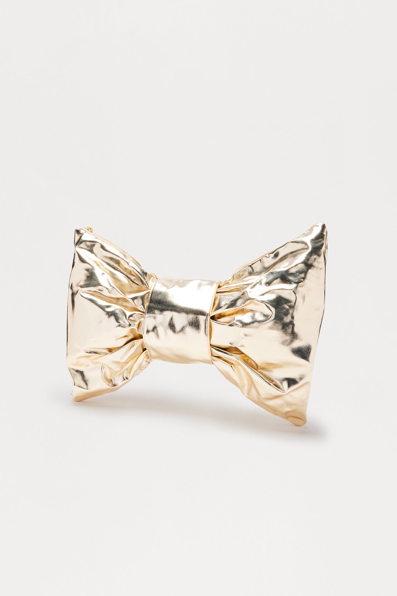 Big Bow Energy Oversized Faux Leather Clutch - Champagne