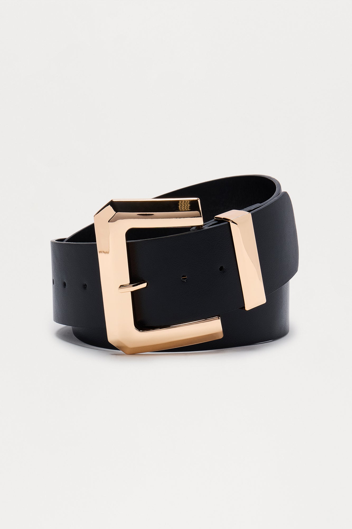 Not Your Average Faux Leather Belt - Black/Gold