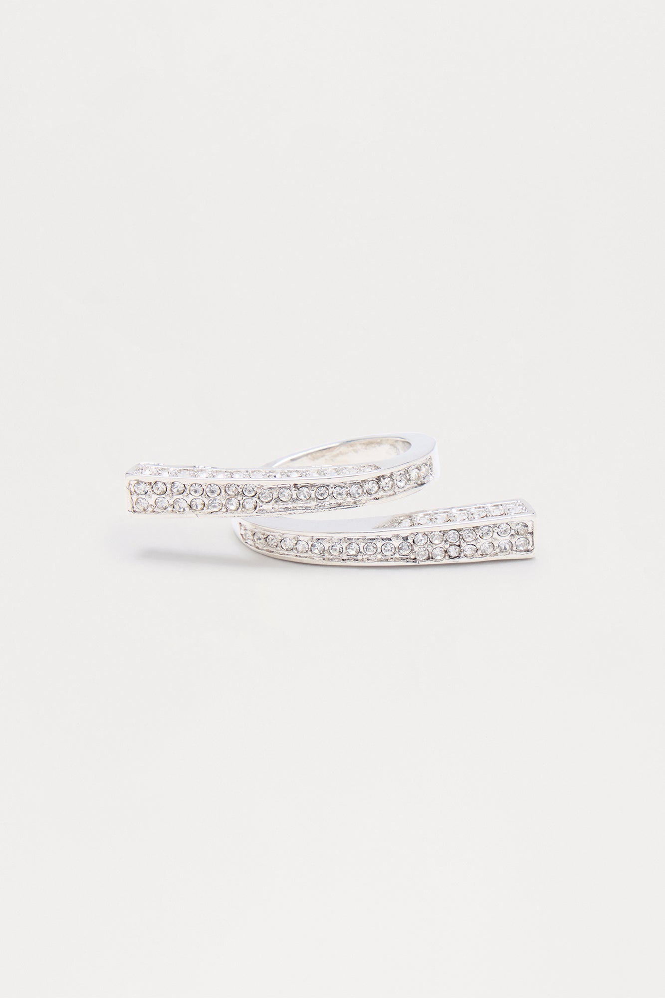 Wrap Around Rhinestone Ring - Silver