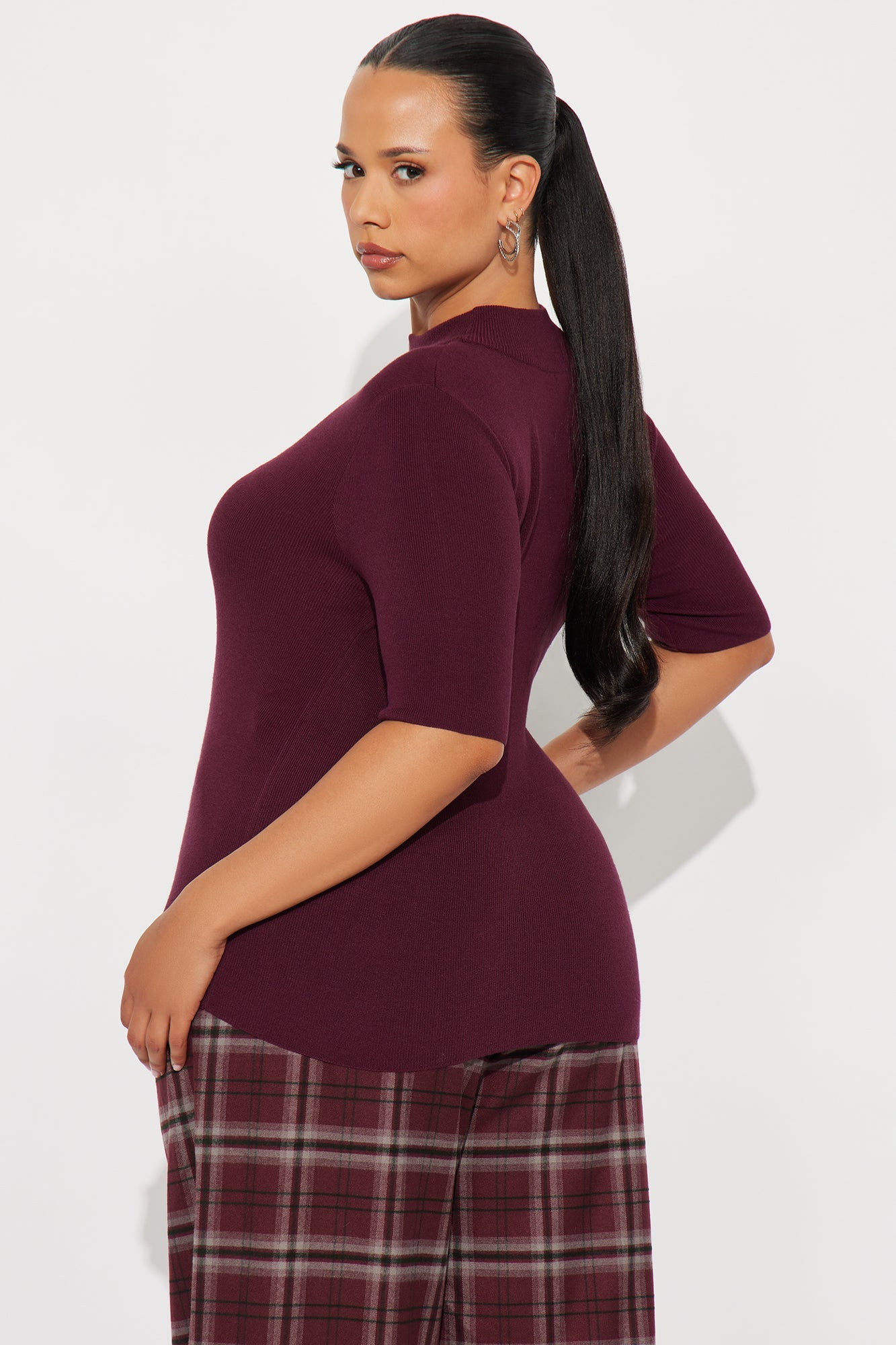 Calm Vibes Ribbed Sweater - Plum