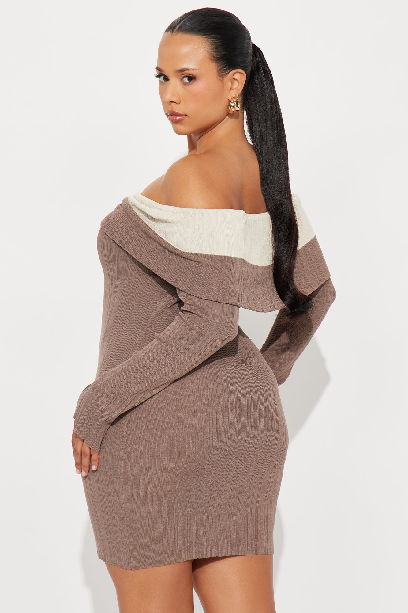 Spice Me Up Sweater Mini Dress - Mocha