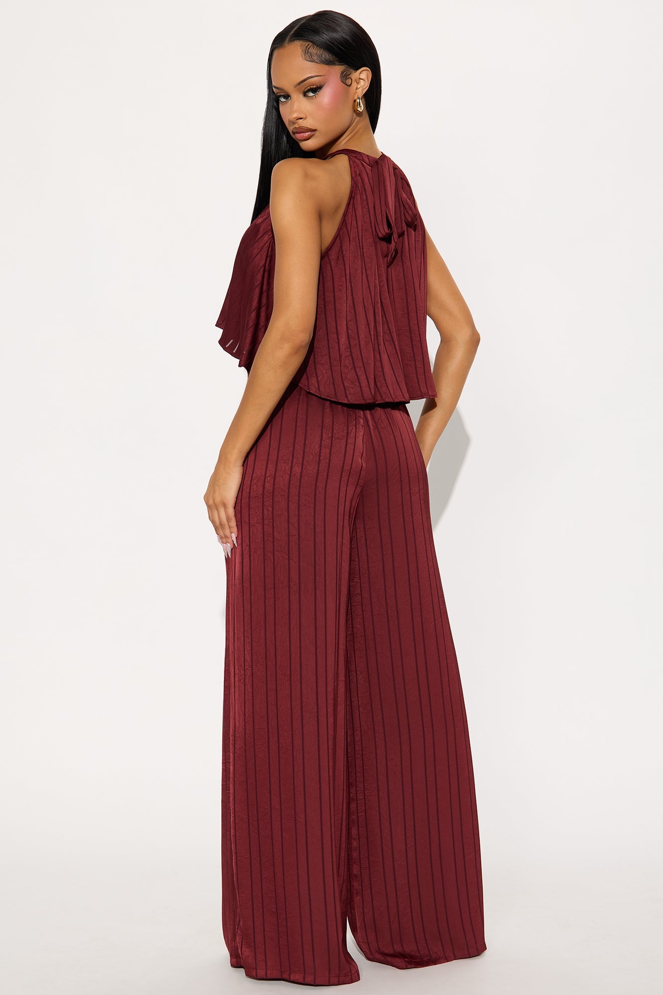 Ella Halter Pant Set - Burgundy