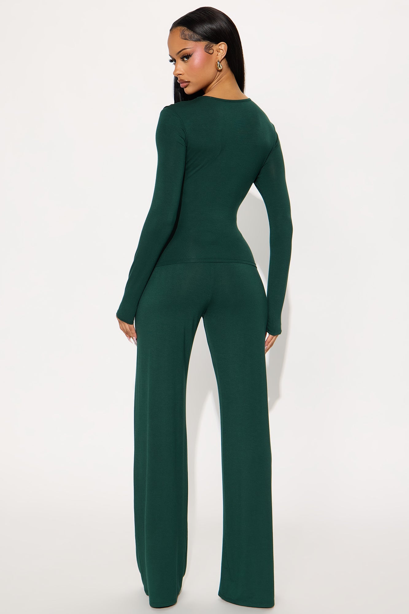 Alison Asymmetrical Wide Leg Pant Set - Hunter