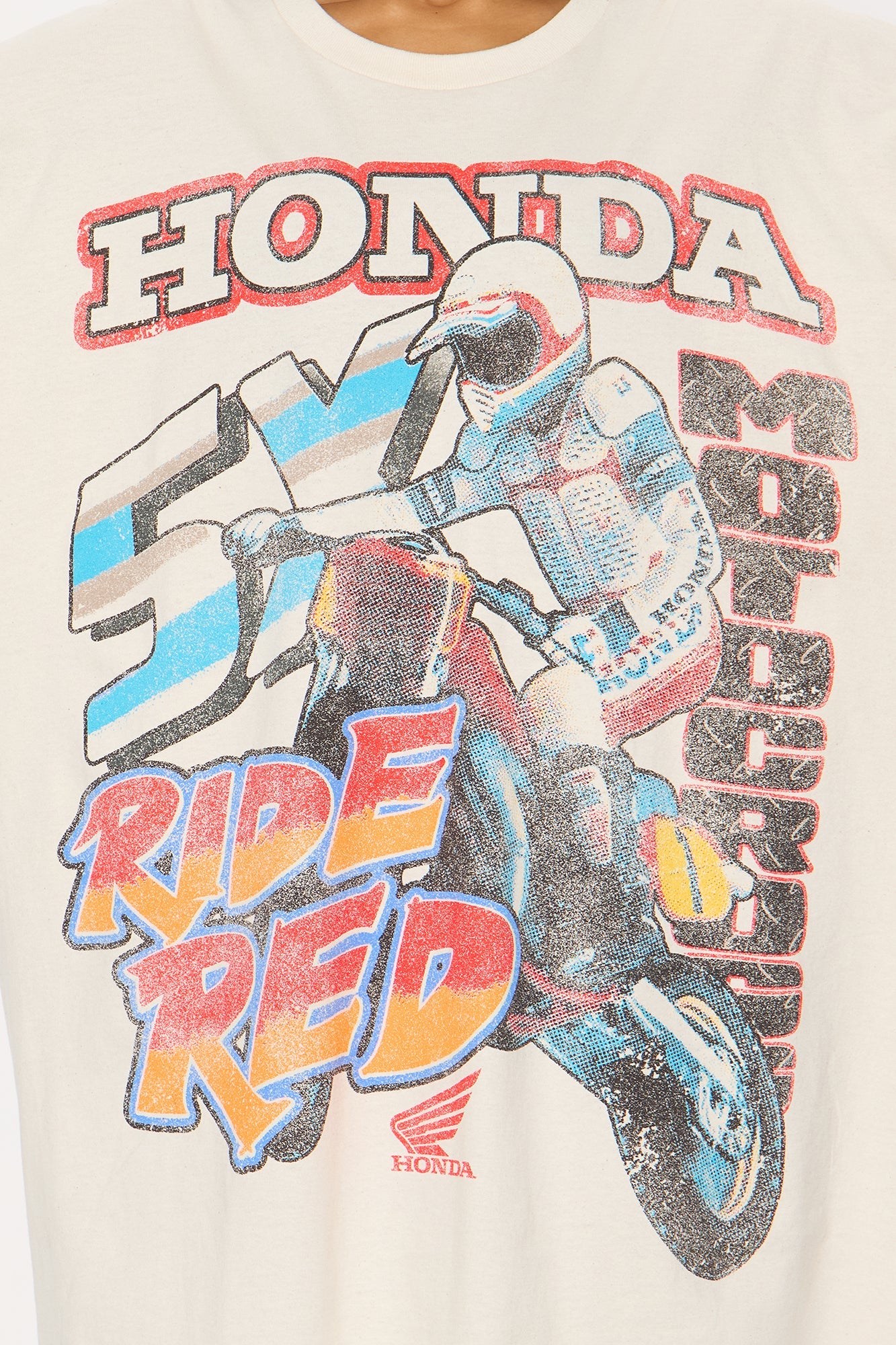 Honda Racing Exploded Multi Graphic Oversized Tee - Natural