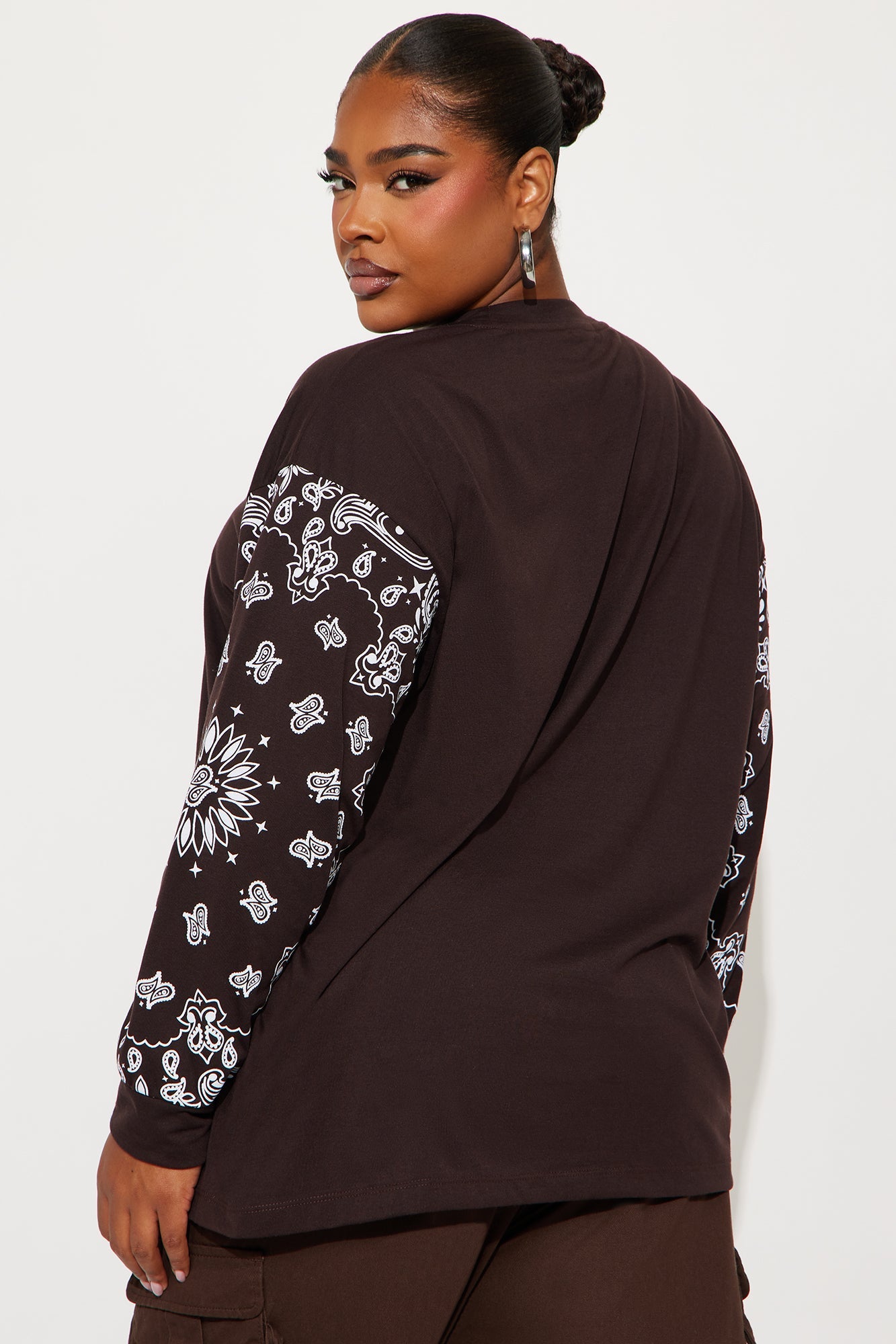 City of Angels Bandana Oversize Long Sleeve Crew Neck - Chocolate