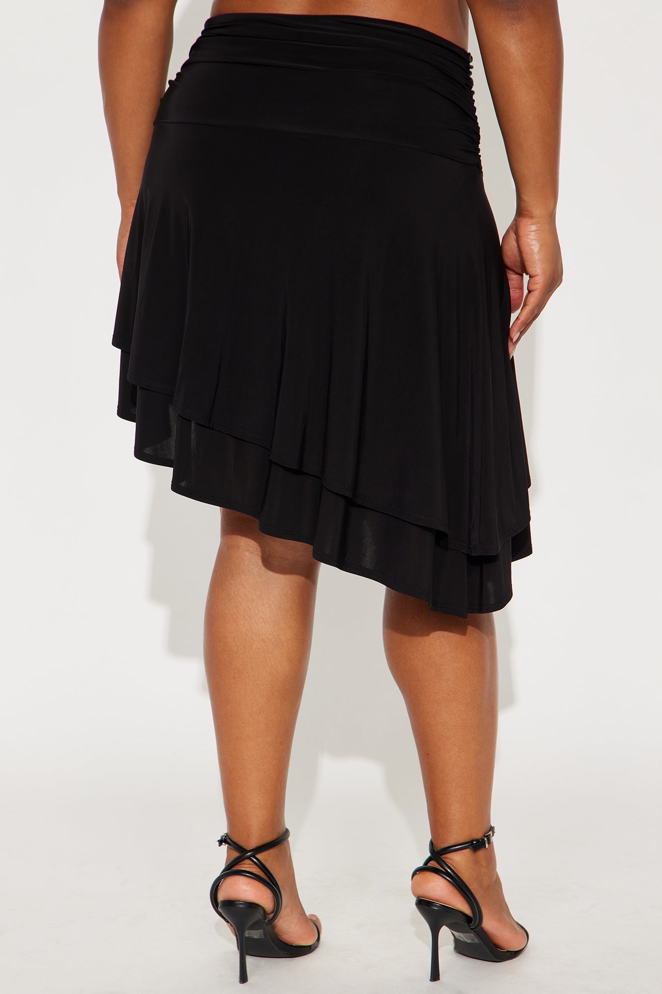 Classy Chic Asymmetrical Midi Skirt - Black