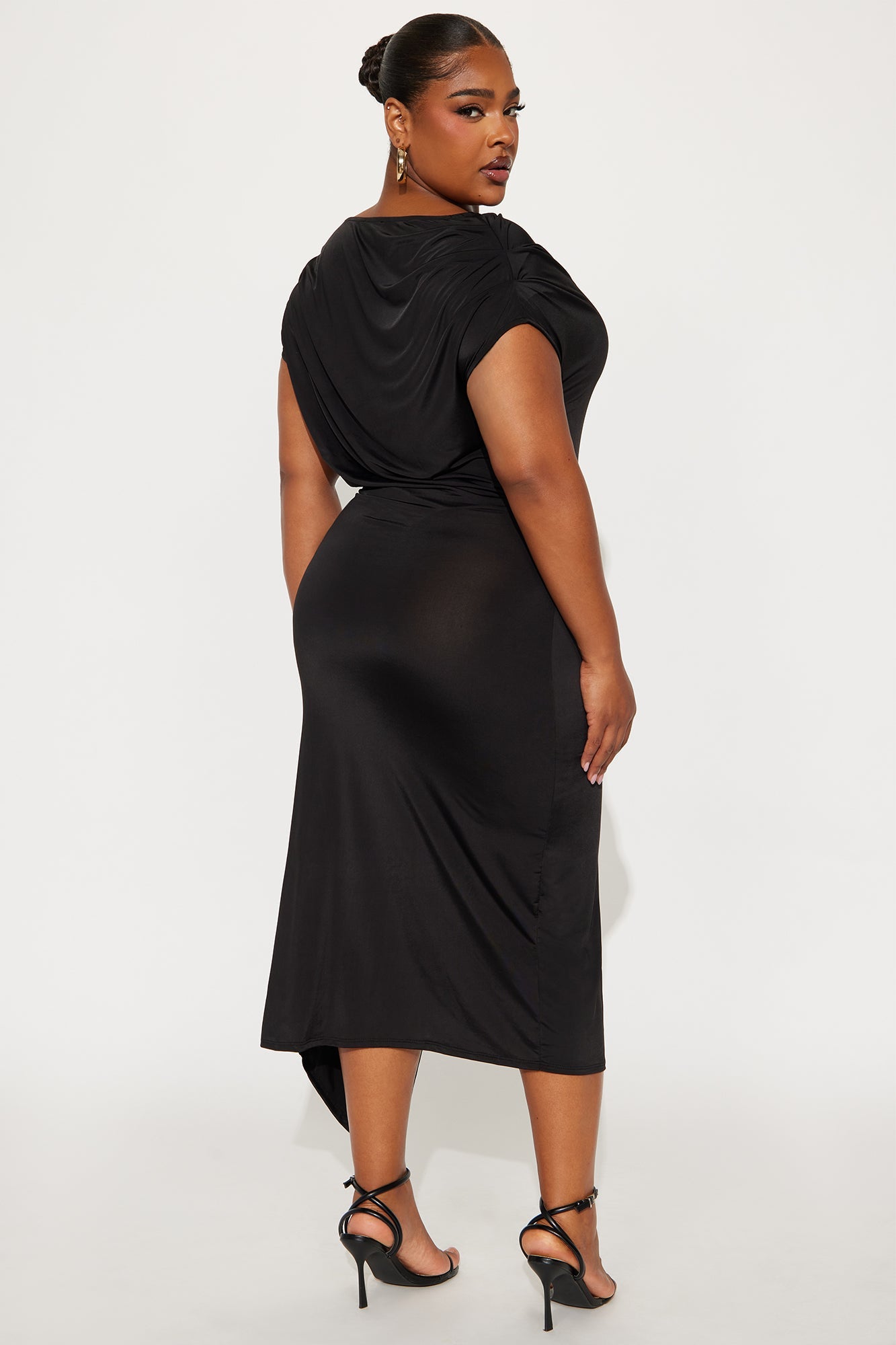 Zavala Off Shoulder Midi Dress - Black