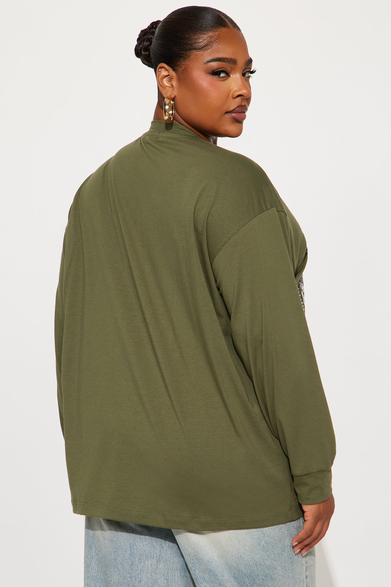 Bandana Babe Long Sleeve Crew Neck Tshirt - Dark Olive