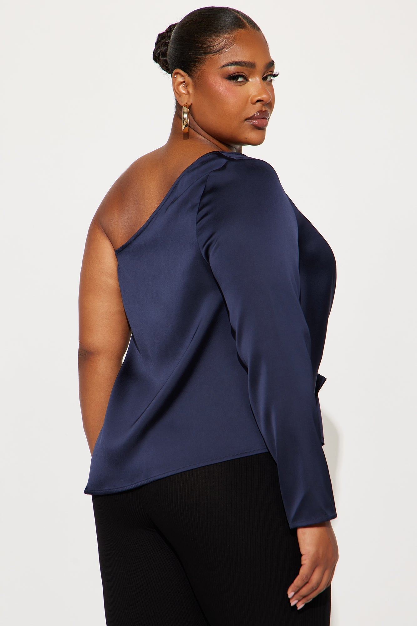 Sugar High One Shoulder Satin Top - Teal