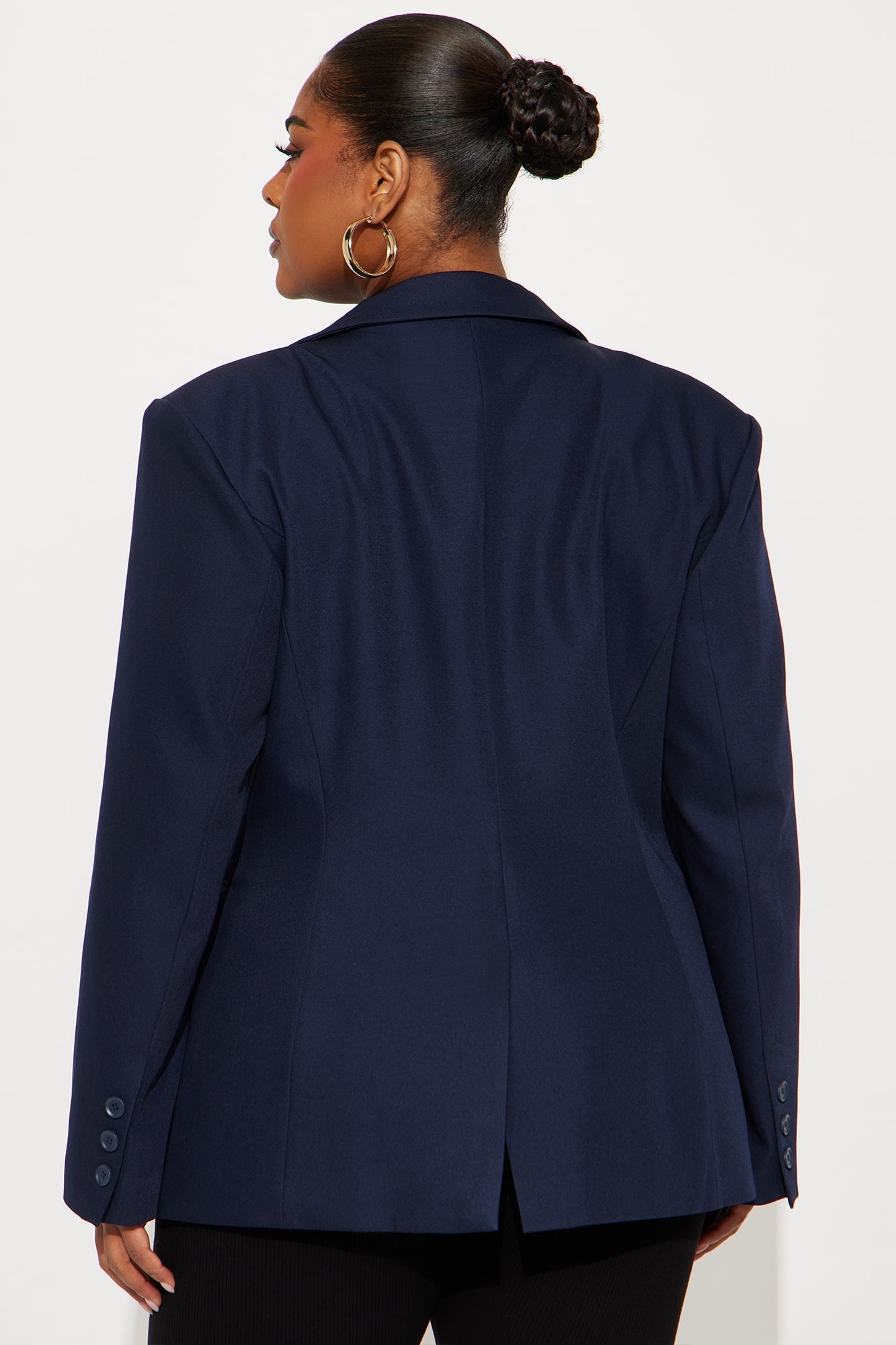 Leslee Twill Rigid Fitted Blazer - Navy
