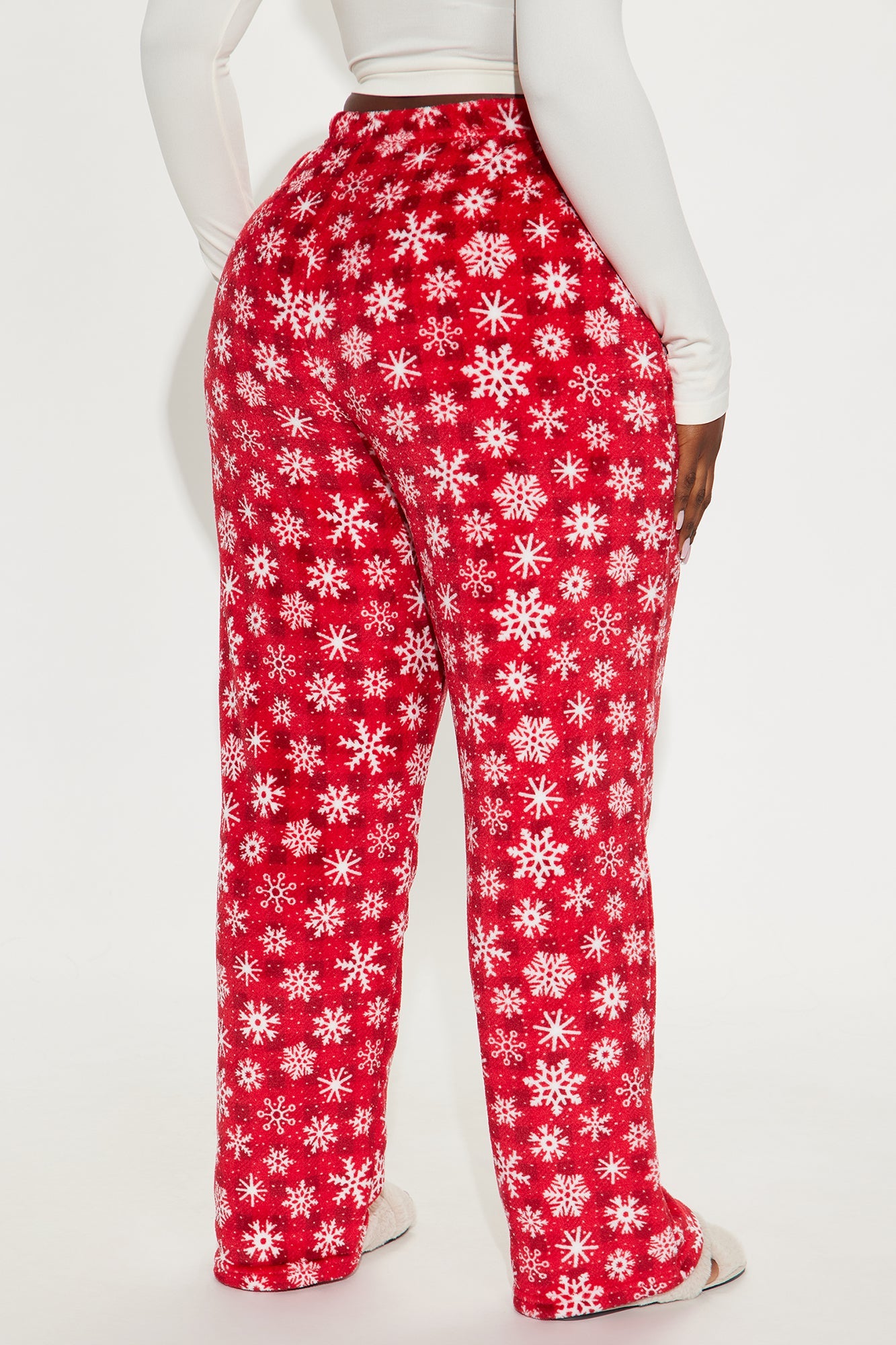 Winter Snowflakes Plush PJ Pants - Red/White