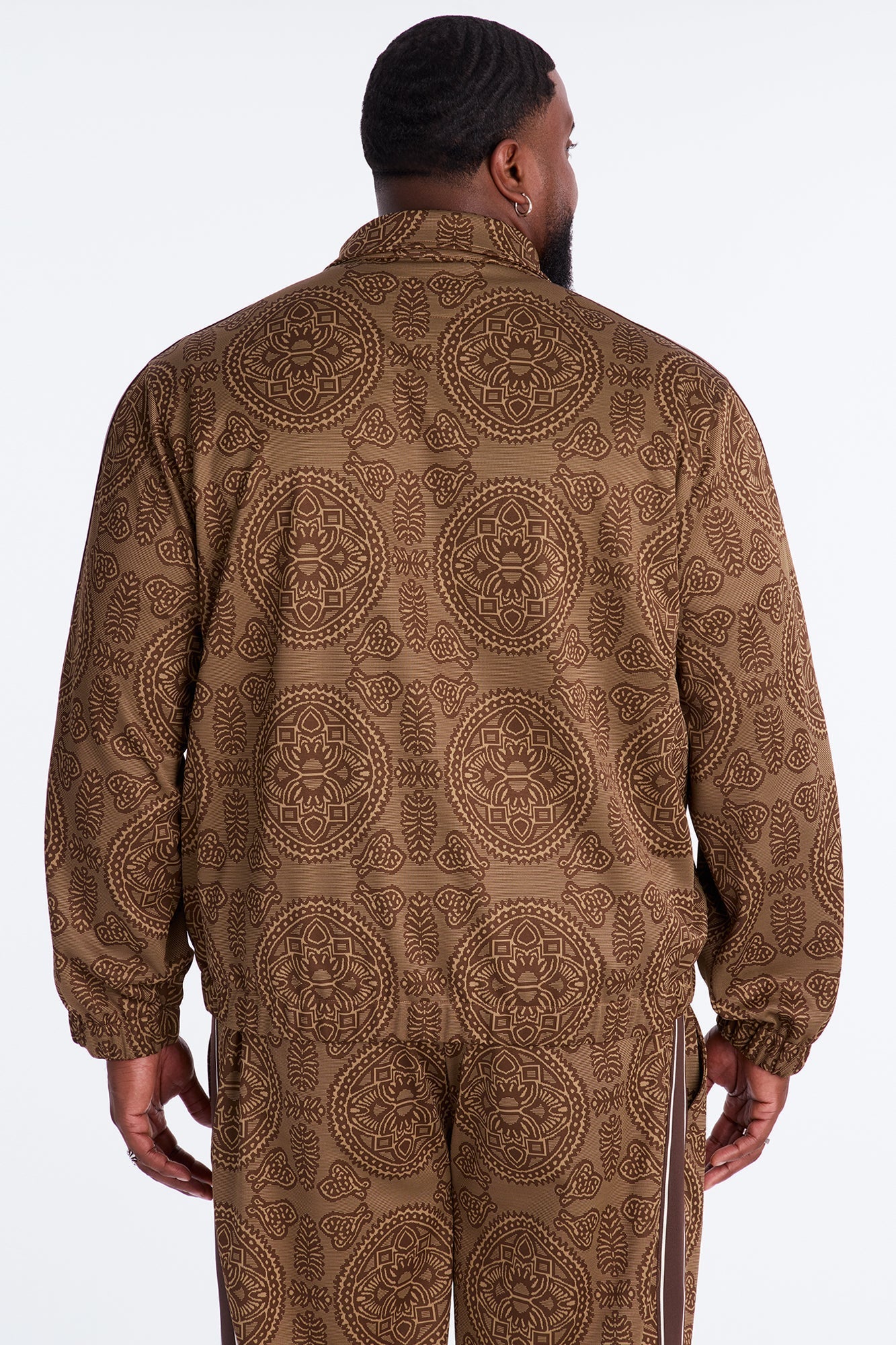 All Over Jacquard Track Jacket - Brown/combo