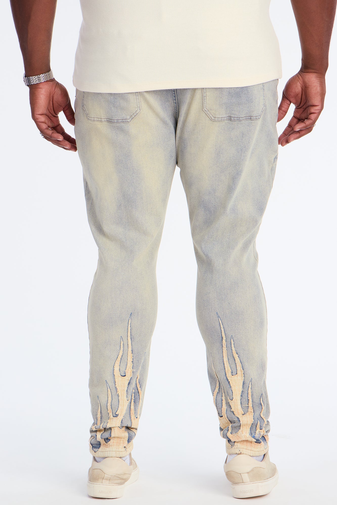 Skinny Street Flames Distressed Jean - Vintage Wash