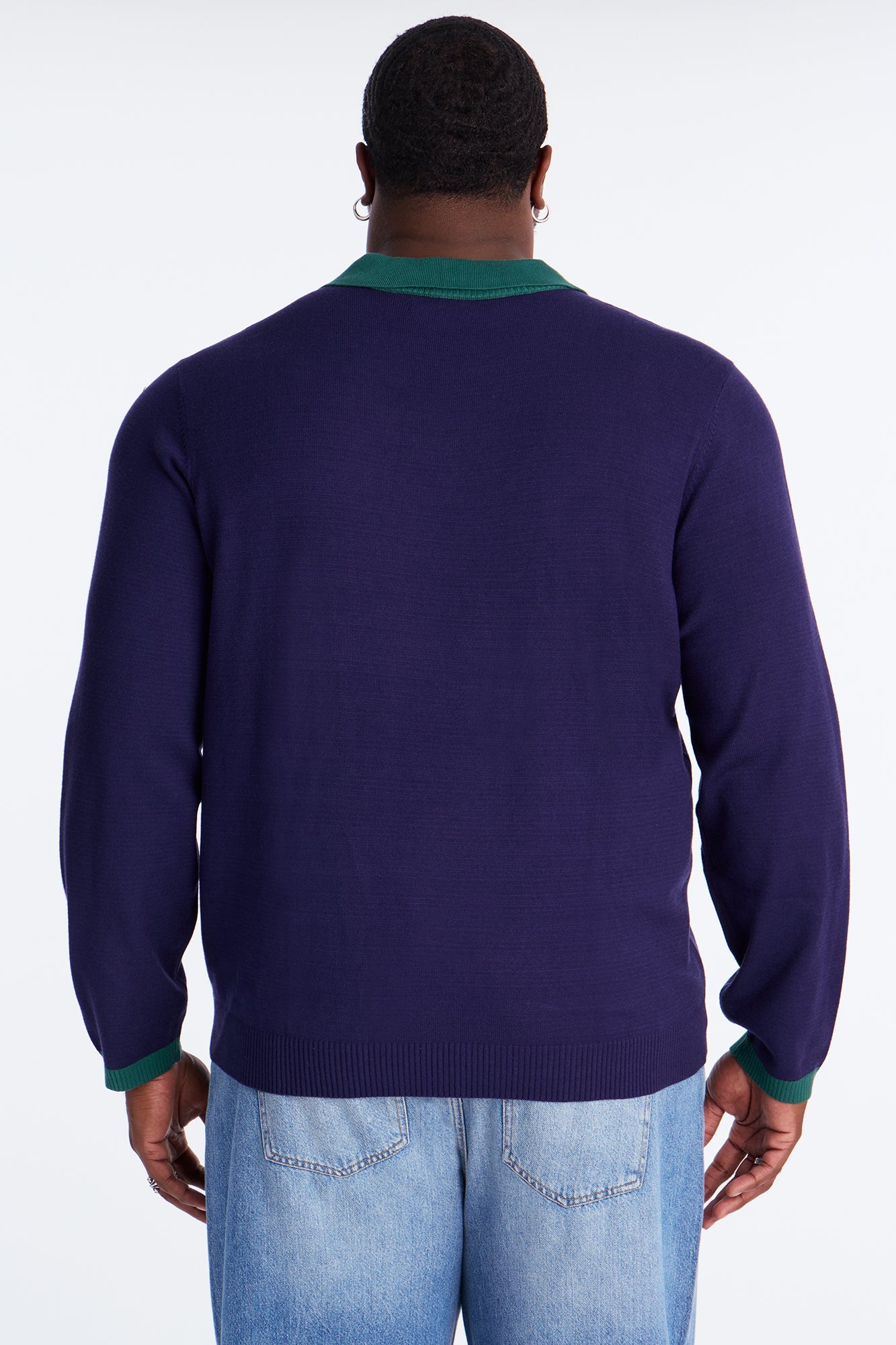 Luxury League Lightweight Knit Long Sleeve Polo - Navy/combo