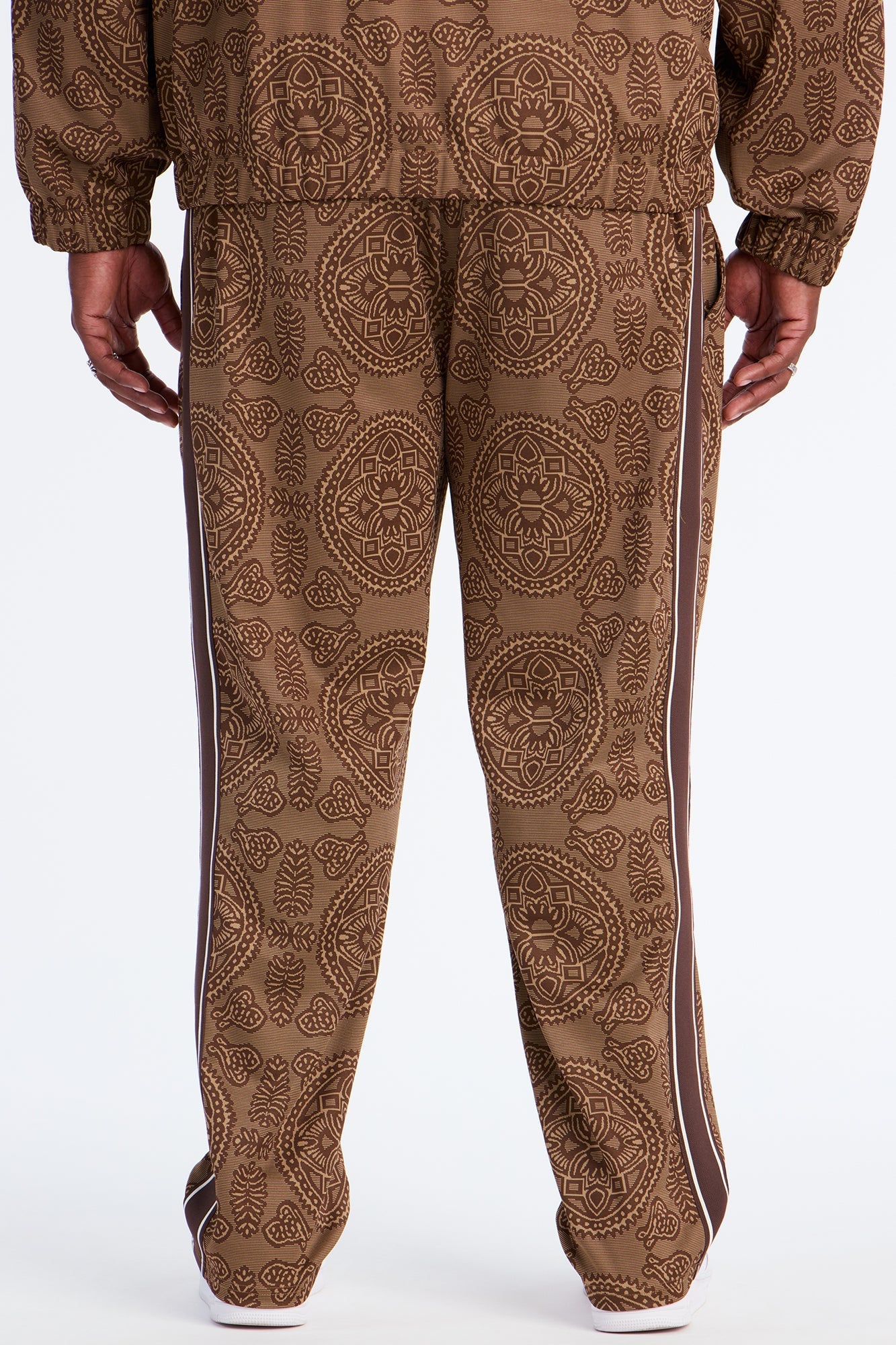 Slim All Over Jacquard Track Pant - Brown/combo