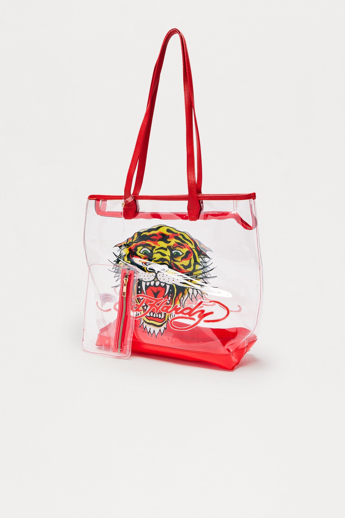 Ed Hardy Roaring Tiger Clear Tote Bag - Red/combo