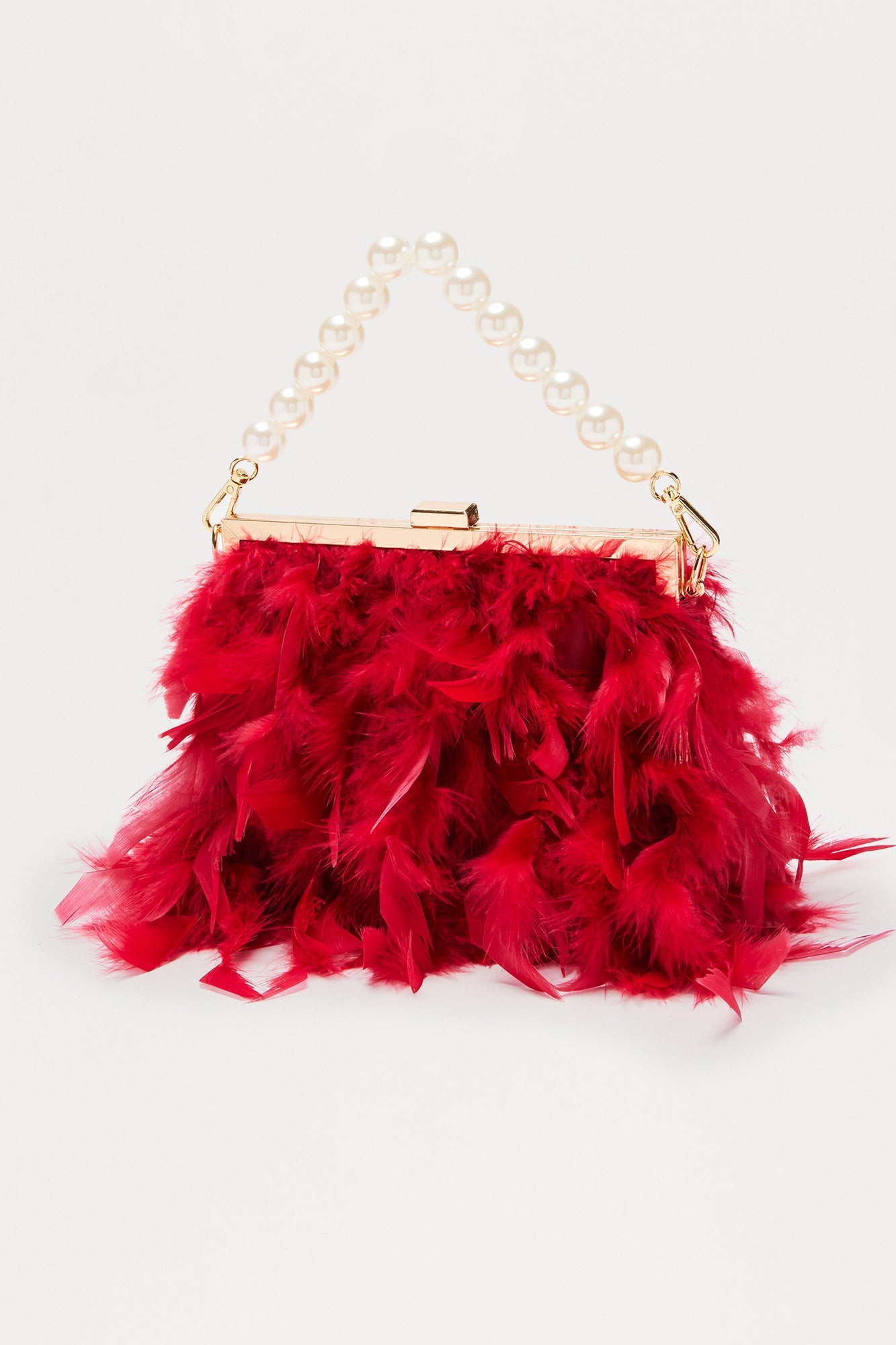Soft Soiree Feather Clutch - Burgundy