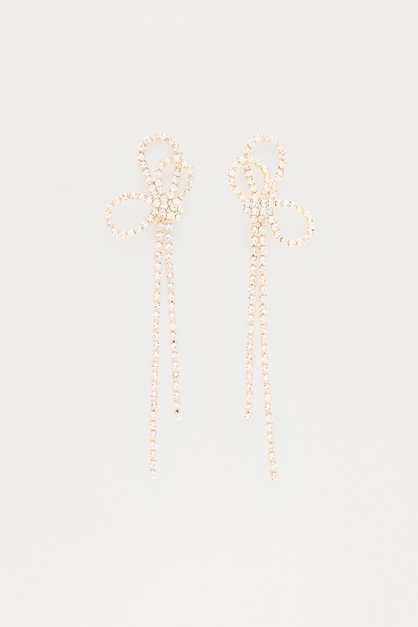 So Bowtiful Rhinestone Drop Earrings - Gold