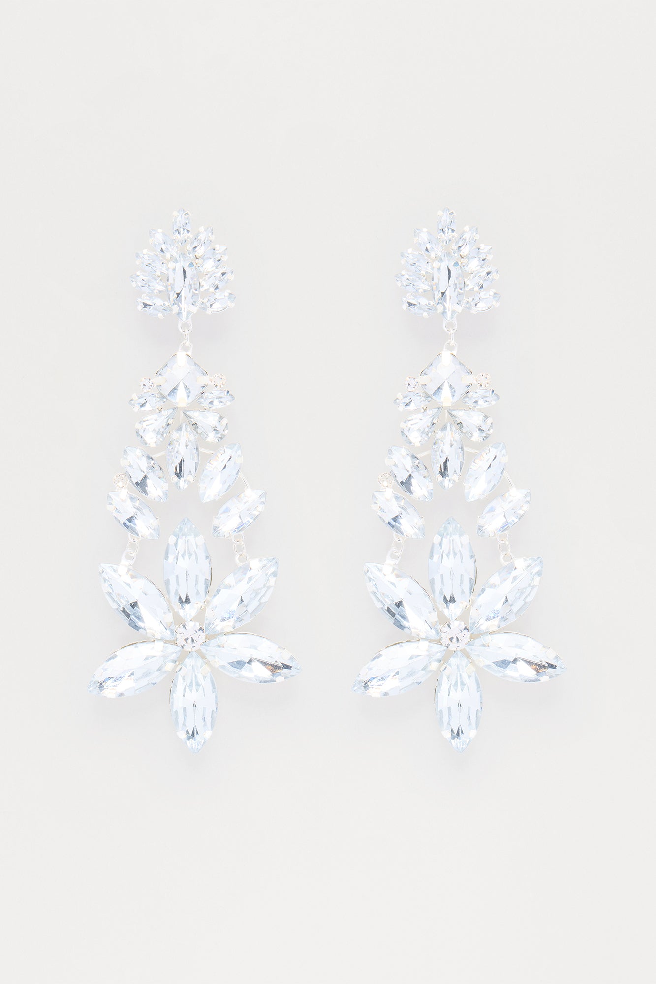These Type Of Jeweled Drop Earrings - Silver