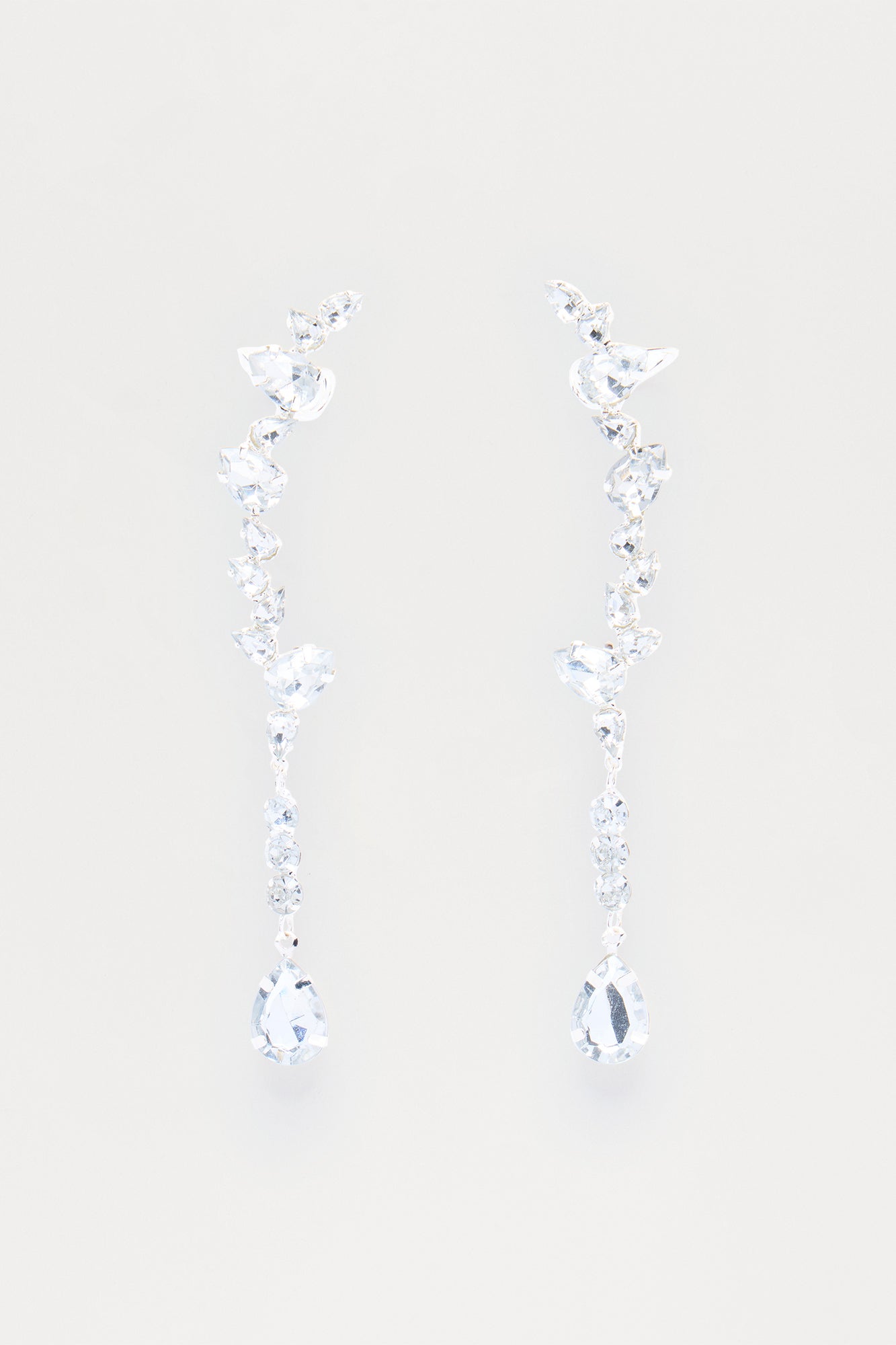 Iced Out 2 Piece Ear Cuff Set - Silver