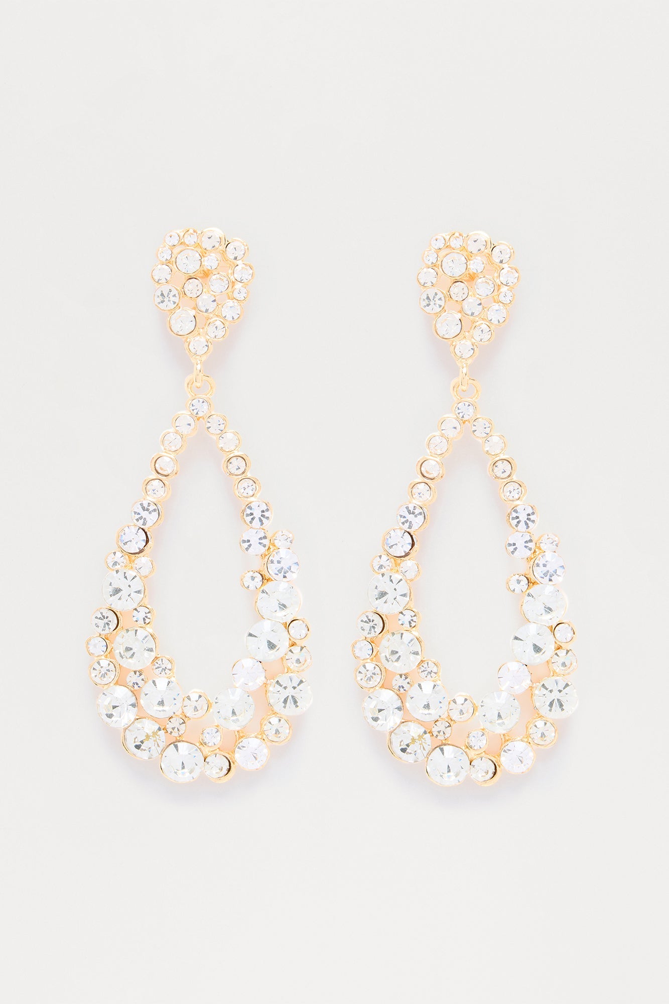 Evening Spark Rhinestone Drop Earrings - Gold
