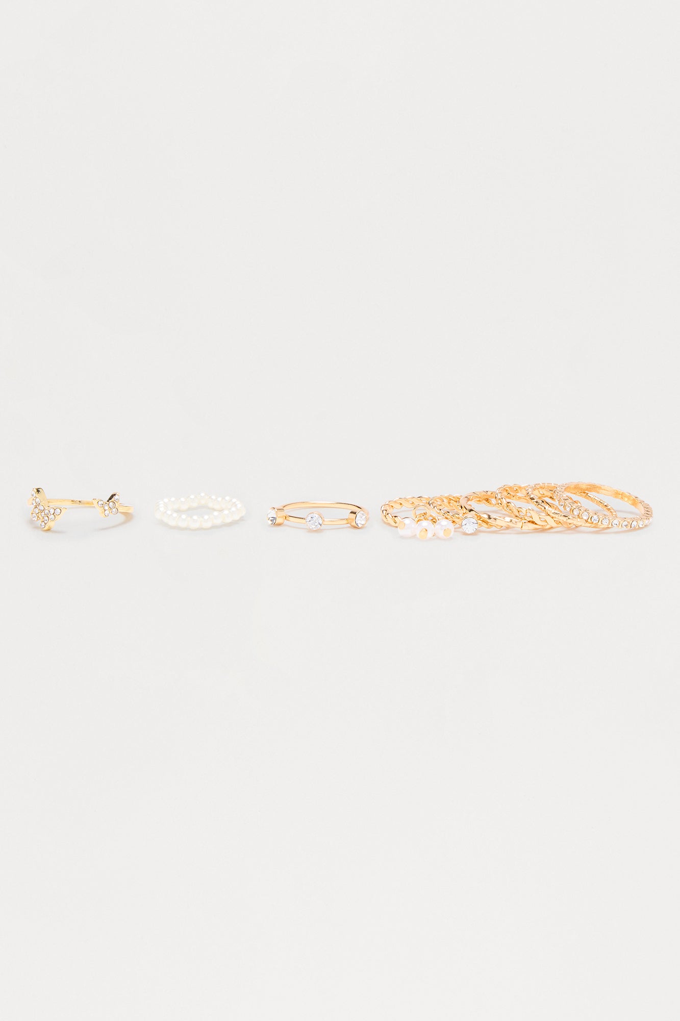 Butterfly Kisses 9 Piece Multi Ring Set - Gold