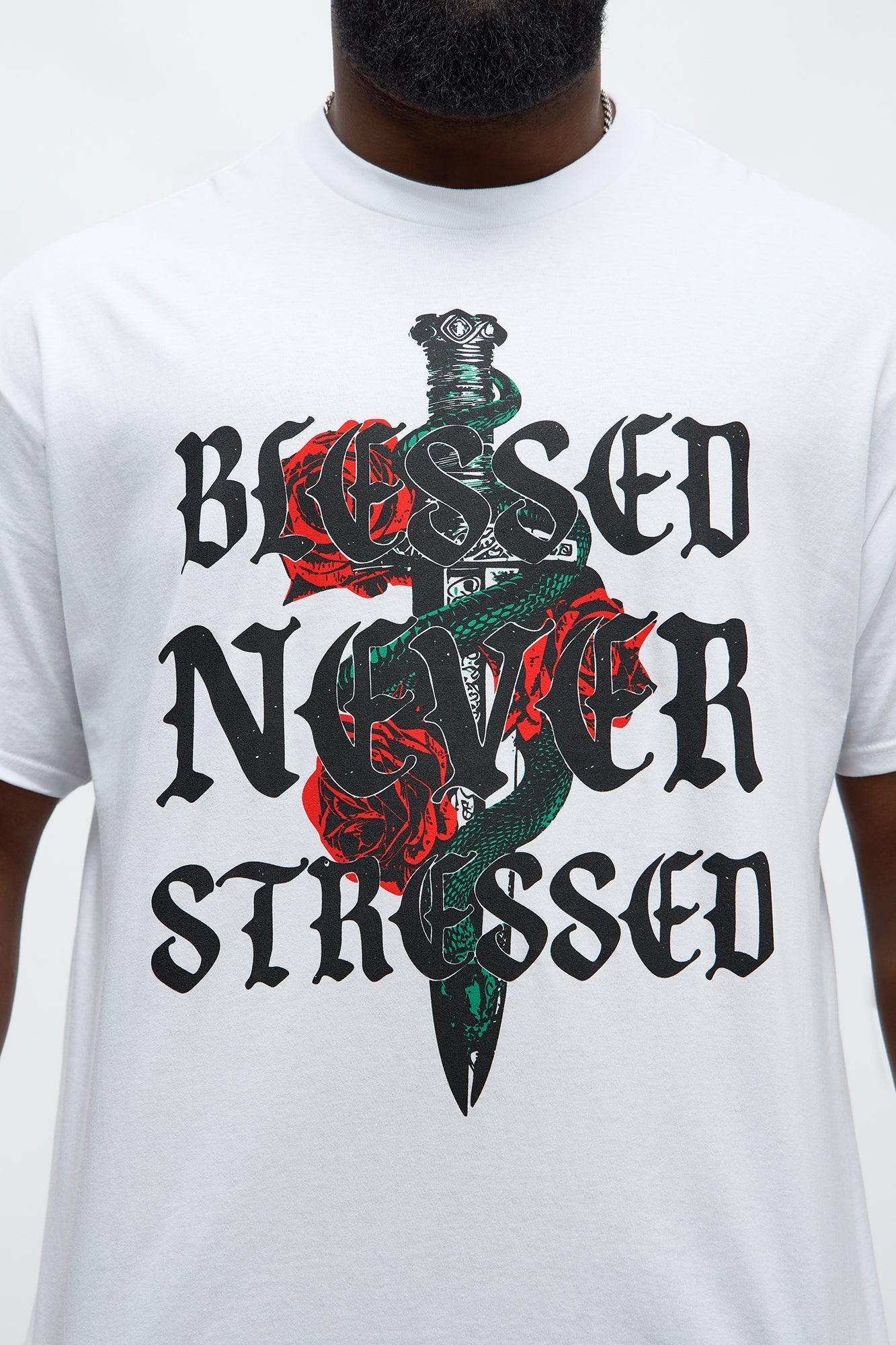 Blessed Never Stressed Short Sleeve Tee - White