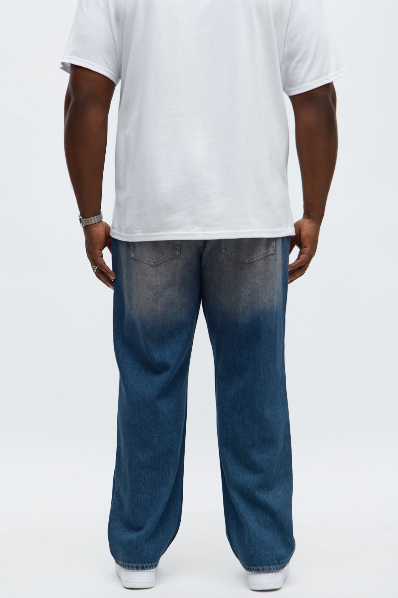 Relaxed Straight Haze Distressed Jean - Vintage Blue Wash