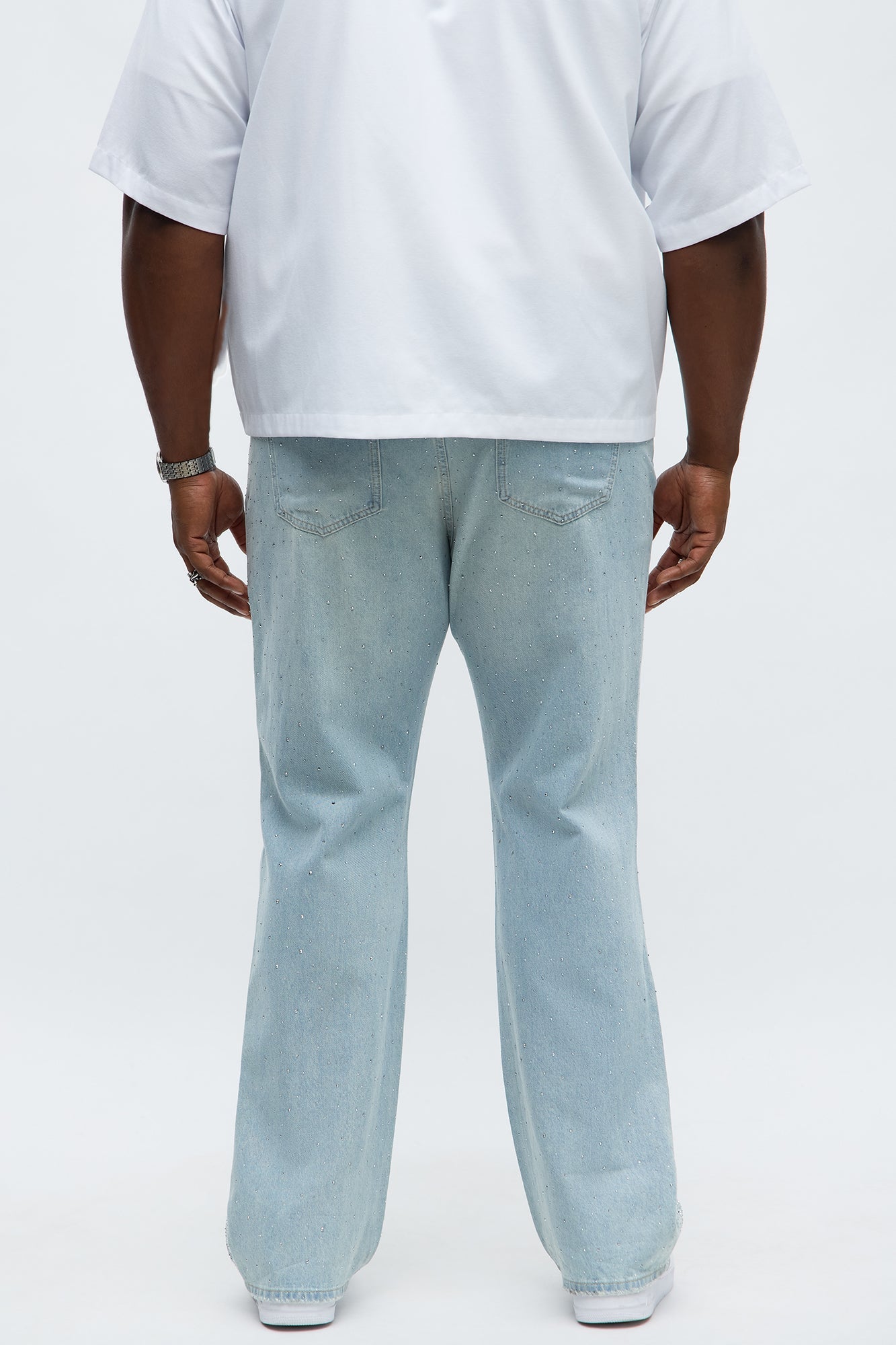 Stacked Slim Flare Rhinestone Rush Jean - Light Blue Wash