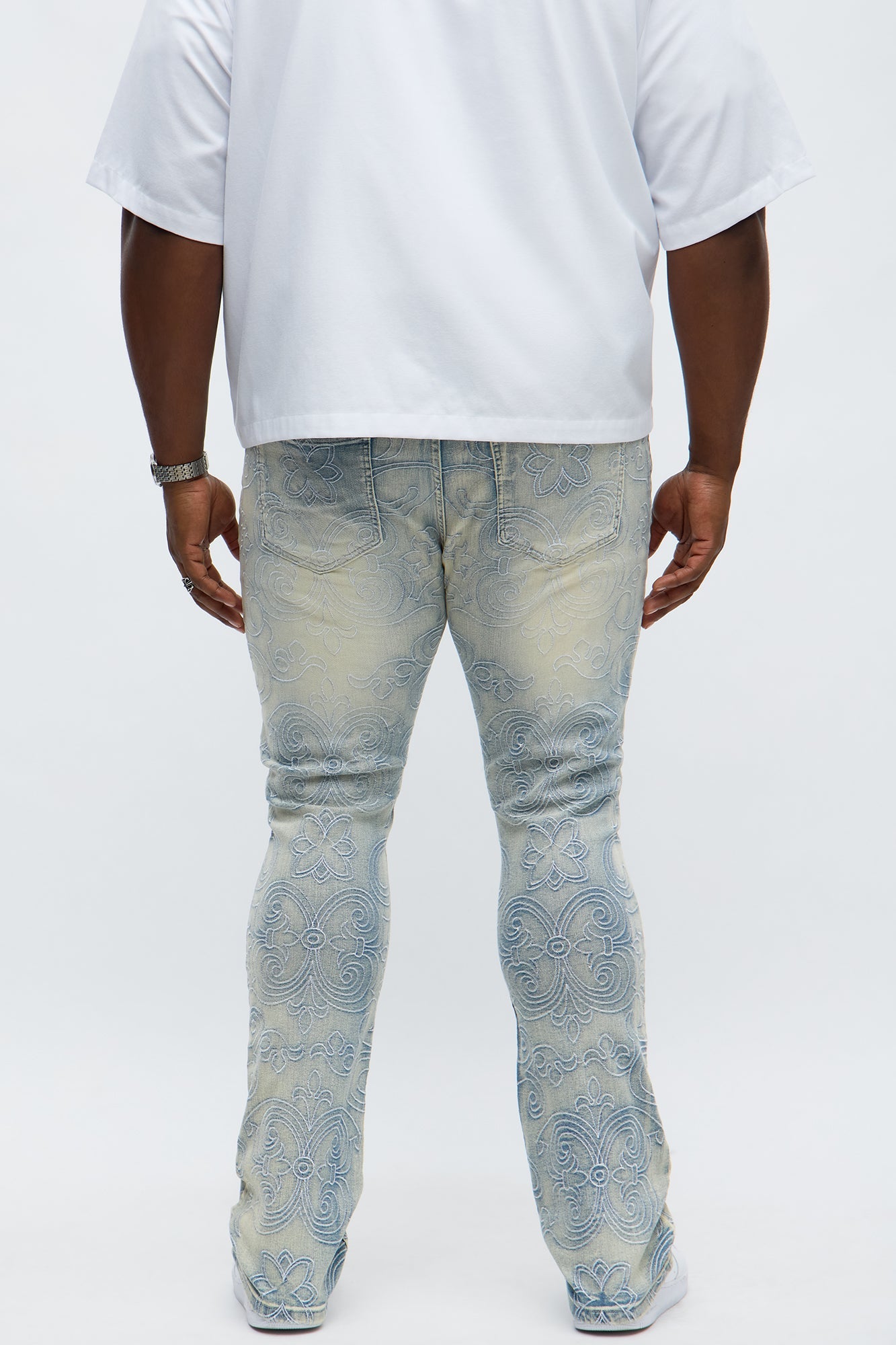 Stacked Skinny Flare Mystic Embroidered Jean - Light Wash