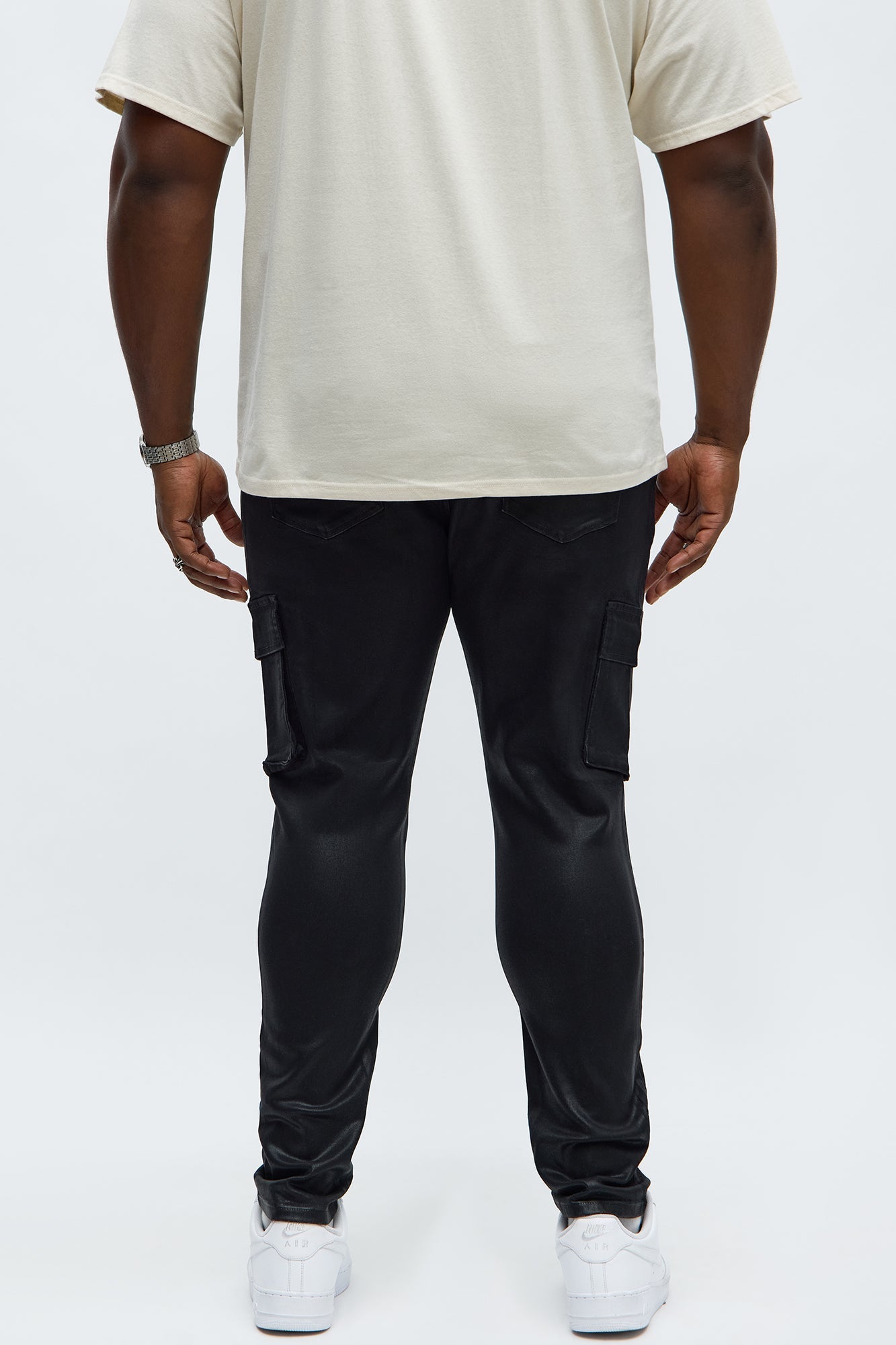 Skinny Down The Streets Waxed Cargo Jean - Black