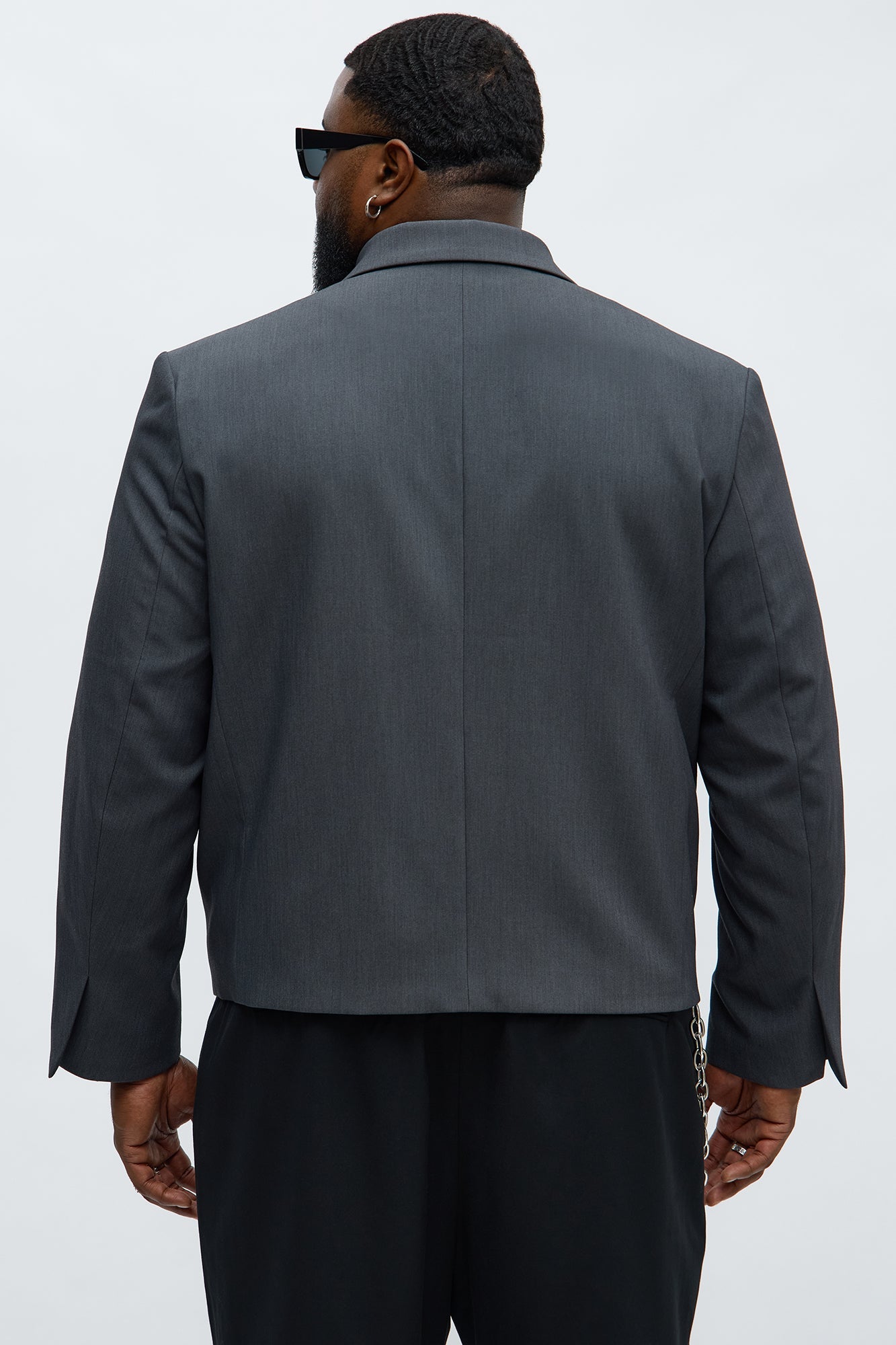 Ronan Cropped Double Breasted Blazer - Charcoal