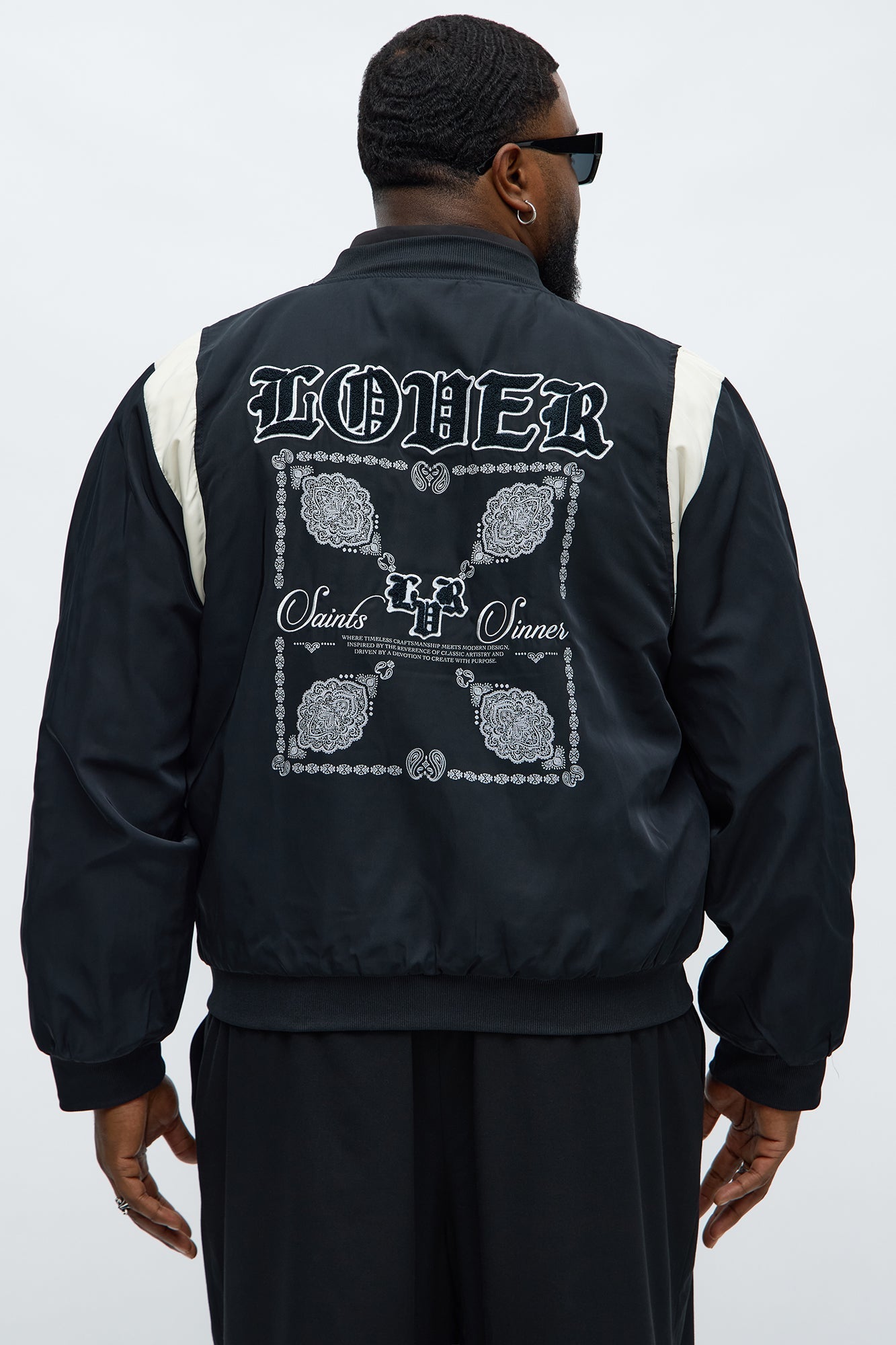 Lover Not A Fighter Bomber Jacket - Black/White