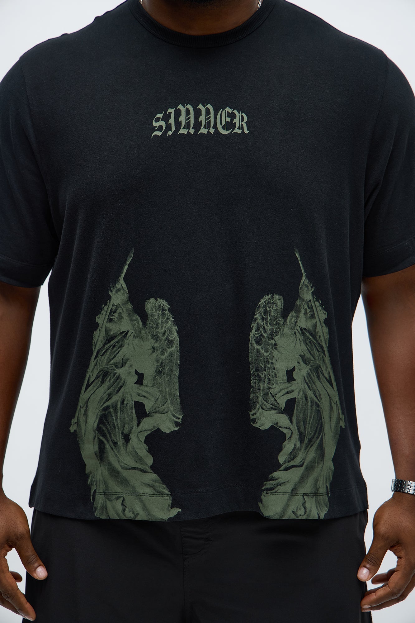 Sinner Front Back Tee - Black
