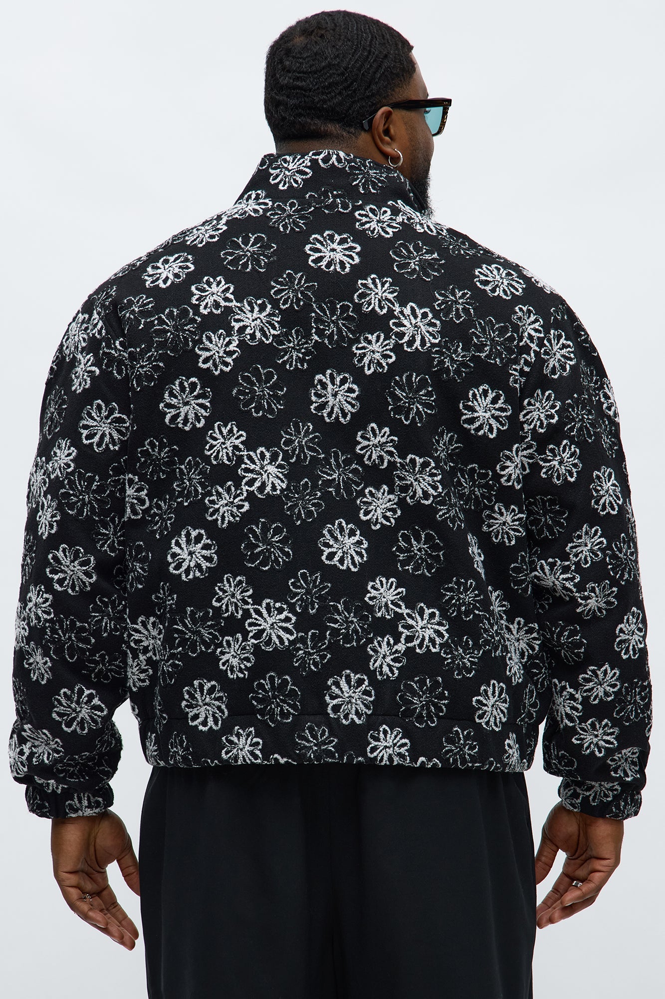 Relaxed Textured Gardenia Bomber Jacket - Black/combo