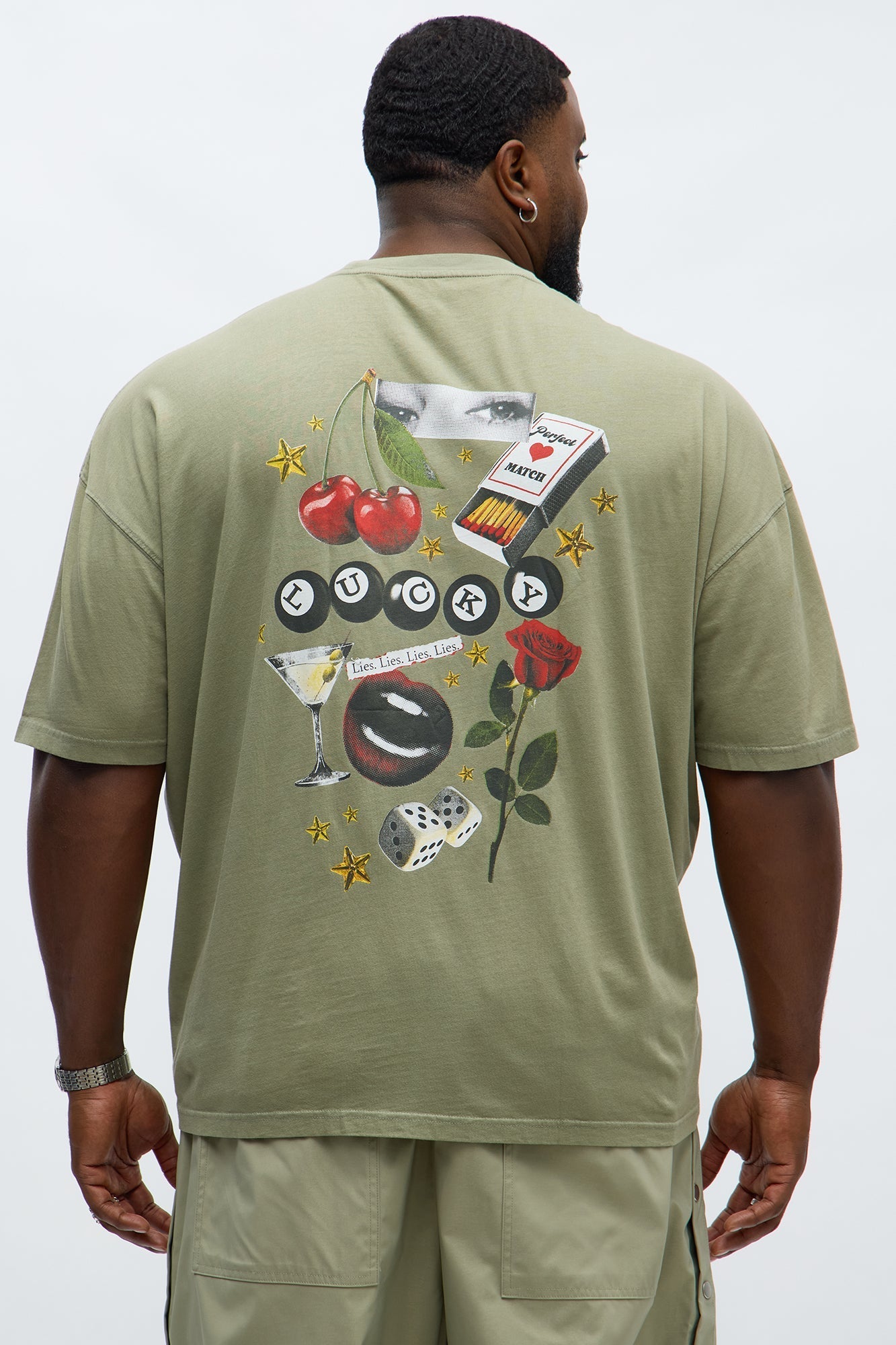 Luck Be A Lady Oversized Short Sleeve Tee - Olive