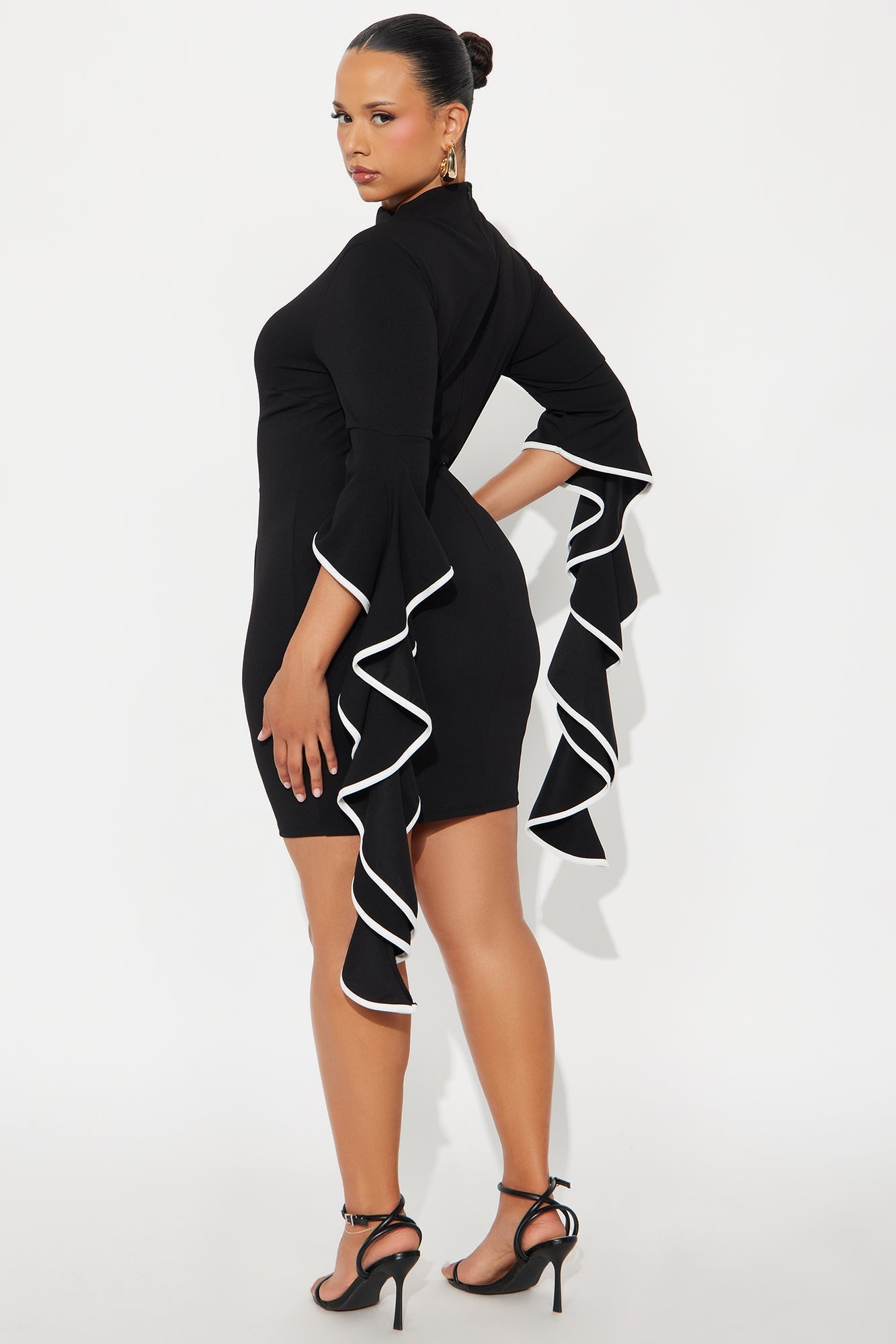 Regan Ruffle Sleeve Mini Dress - Black