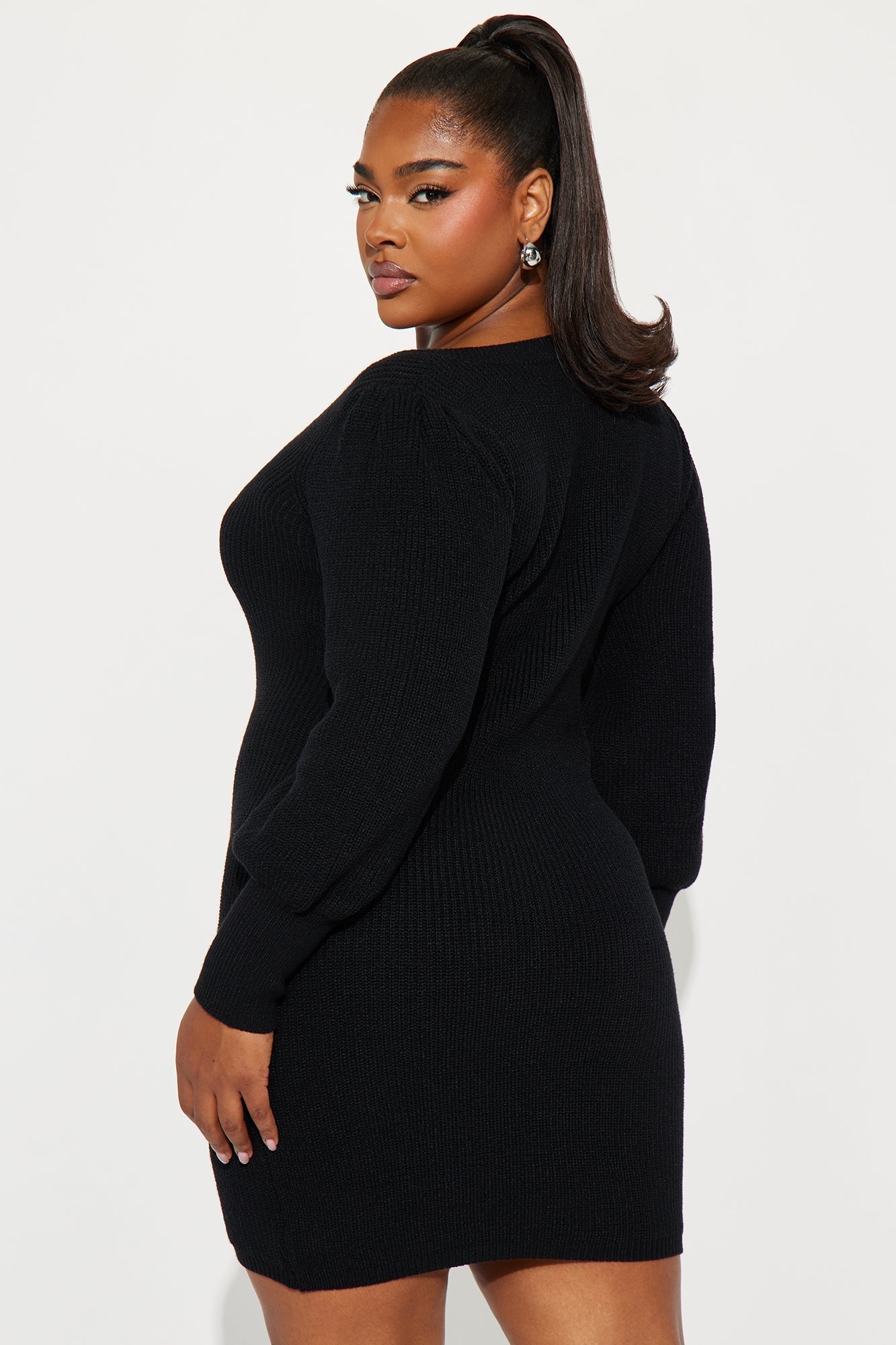 Tall Steph Sweater Mini Dress - Black
