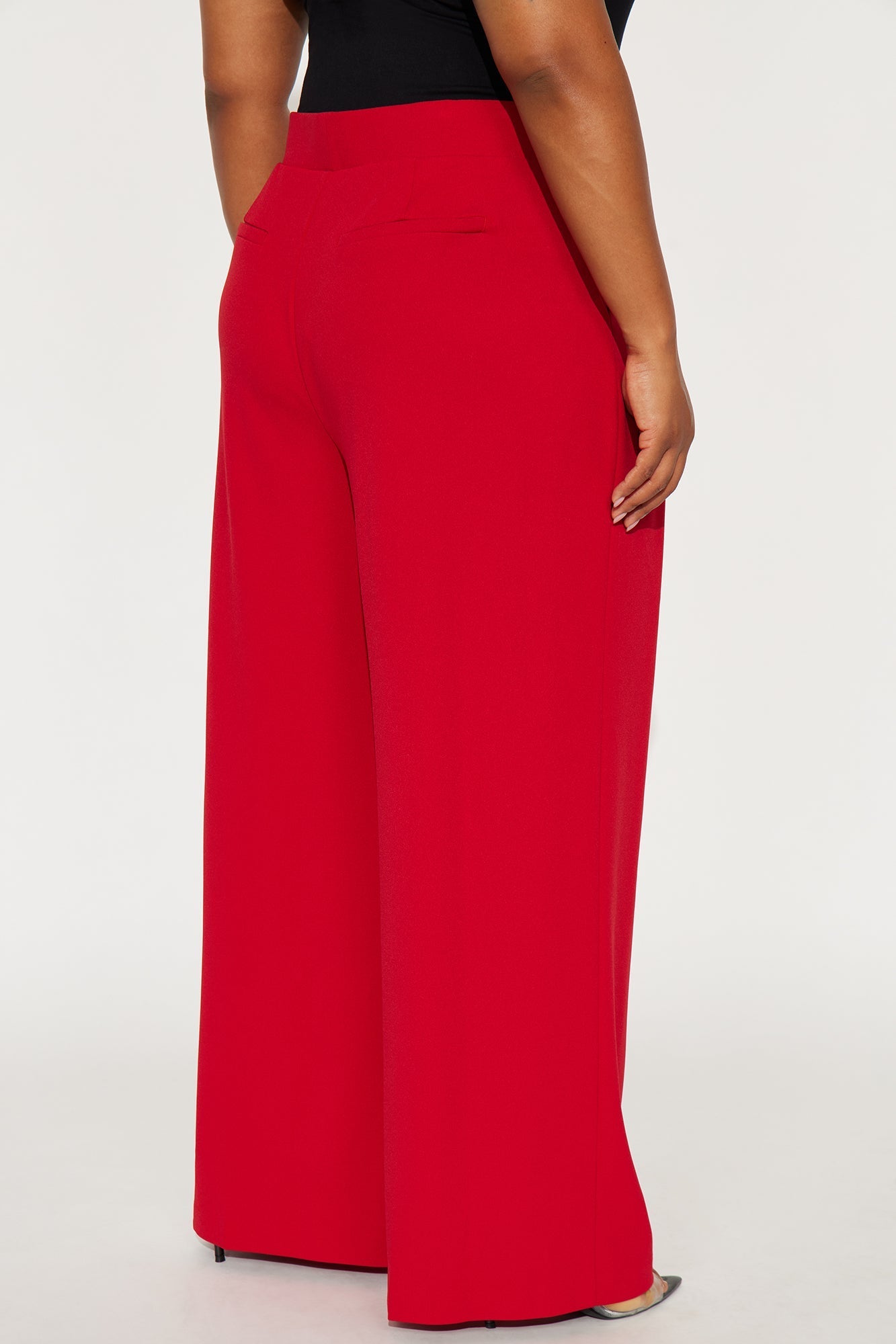 Office Mood Wide Leg Trouser - DarkRed