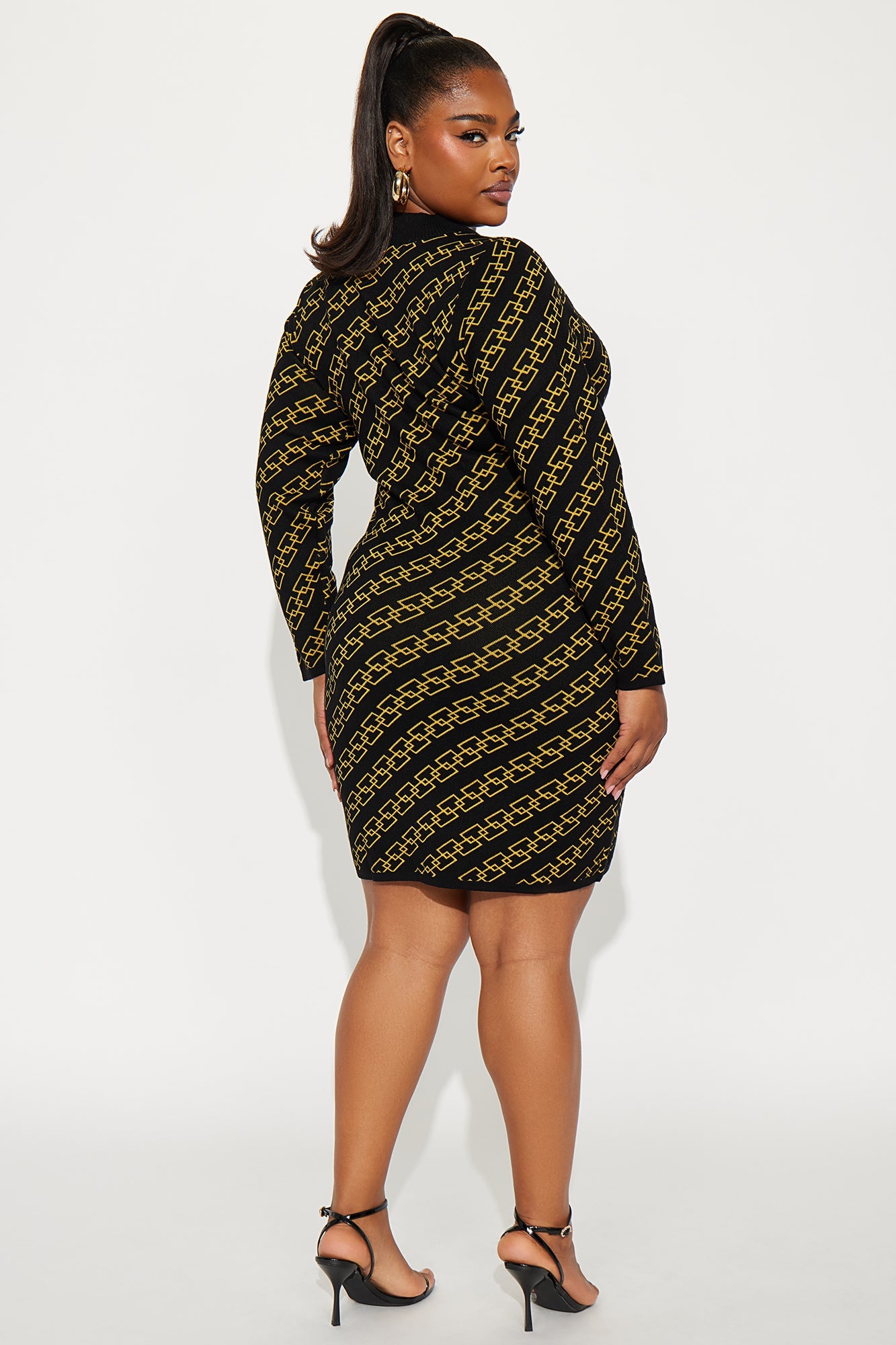 Cater To You Sweater Midi Dress - Gold/combo