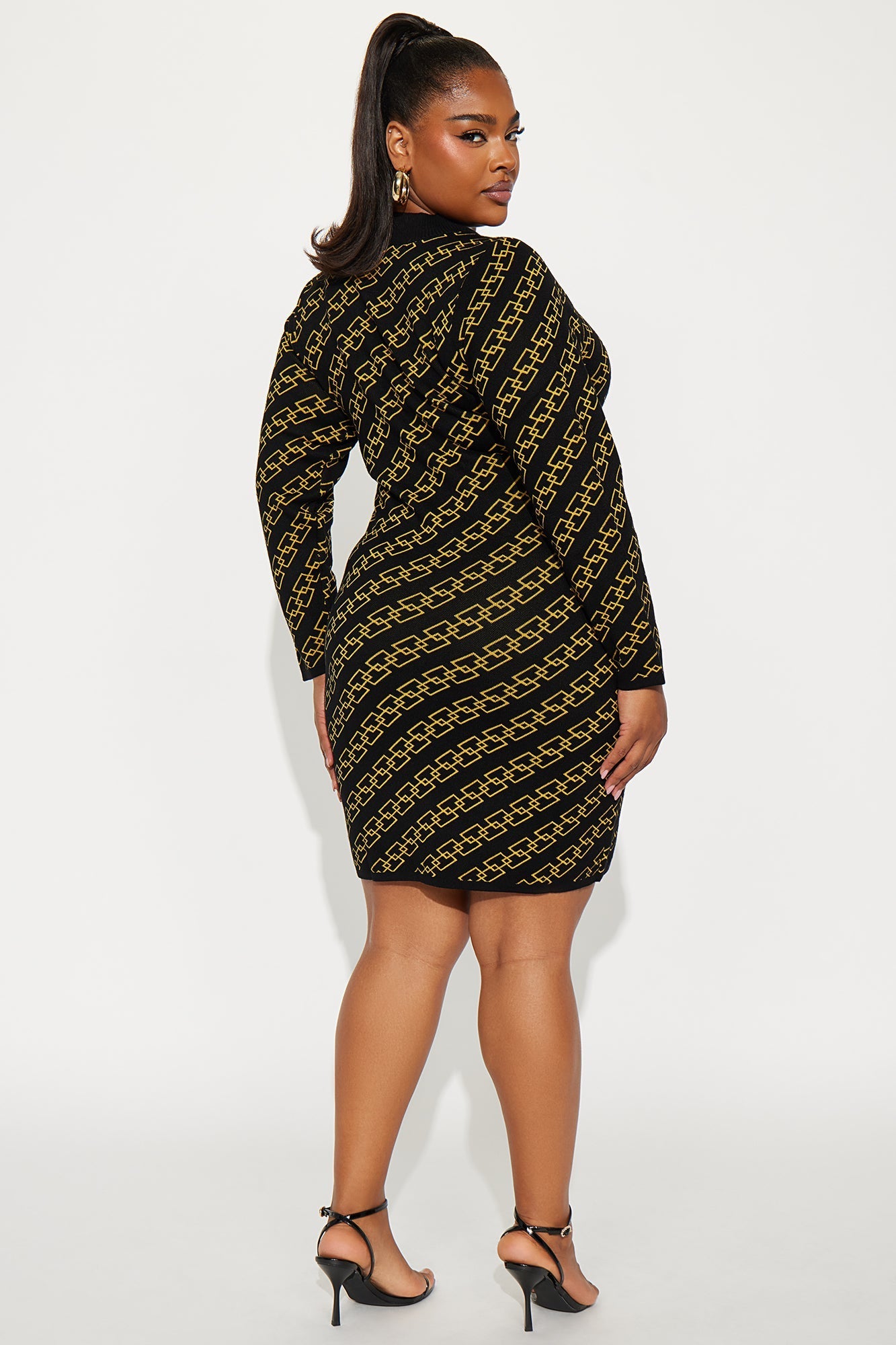 Cater To You Sweater Midi Dress - Gold/combo