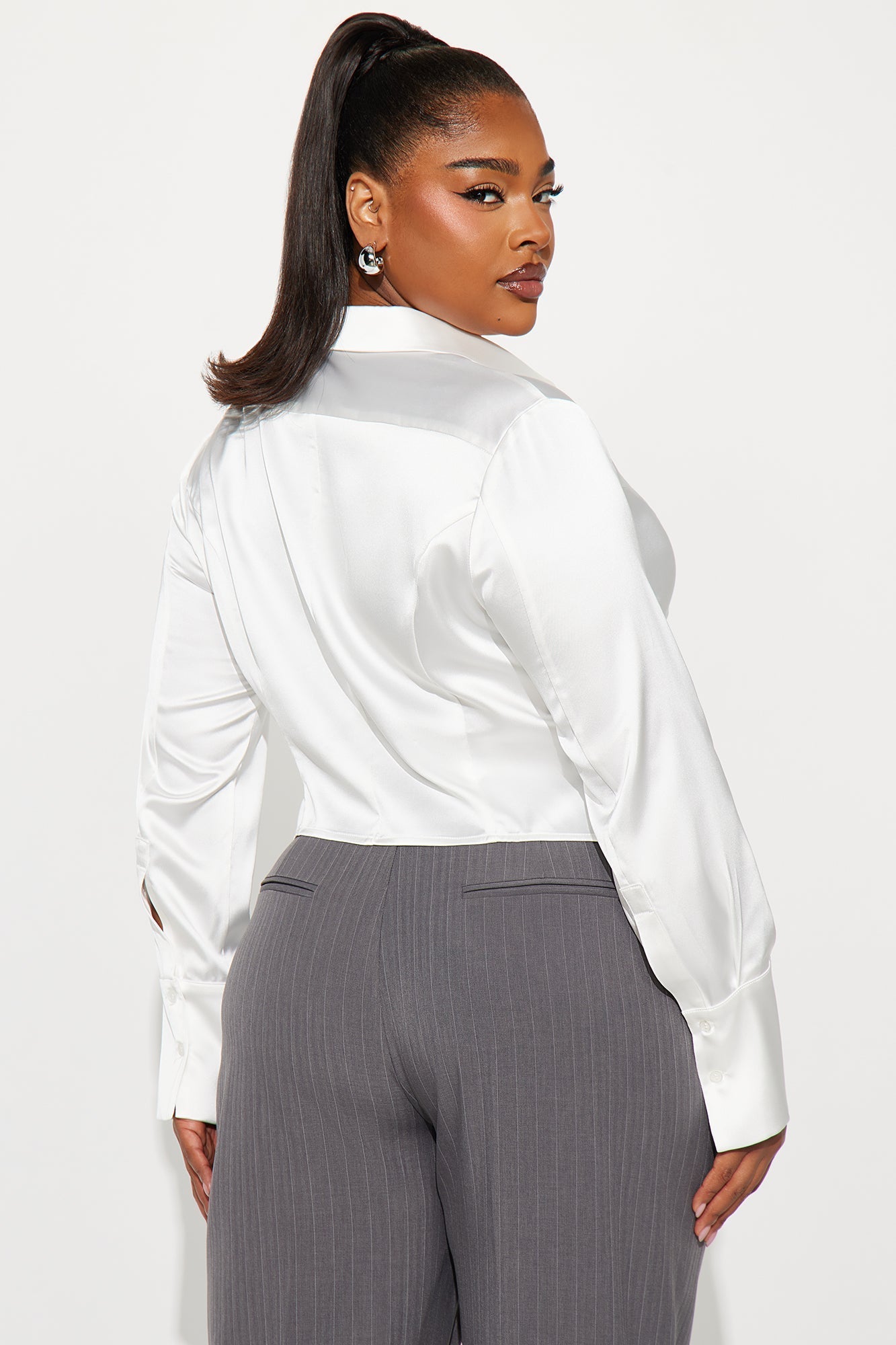 Emotionally Expensive Satin Shirt - White