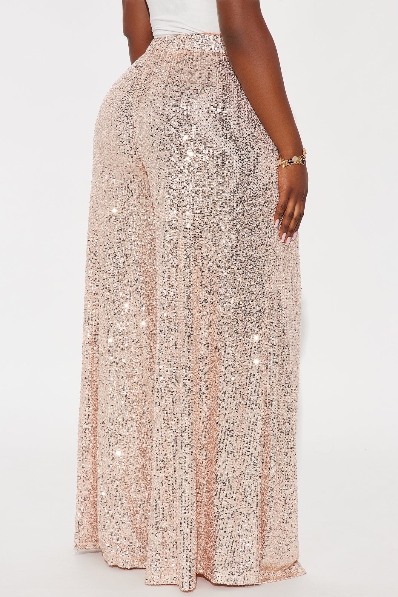Champagne Wishes Sequin Wide Leg Pant 32″ - Rose Gold