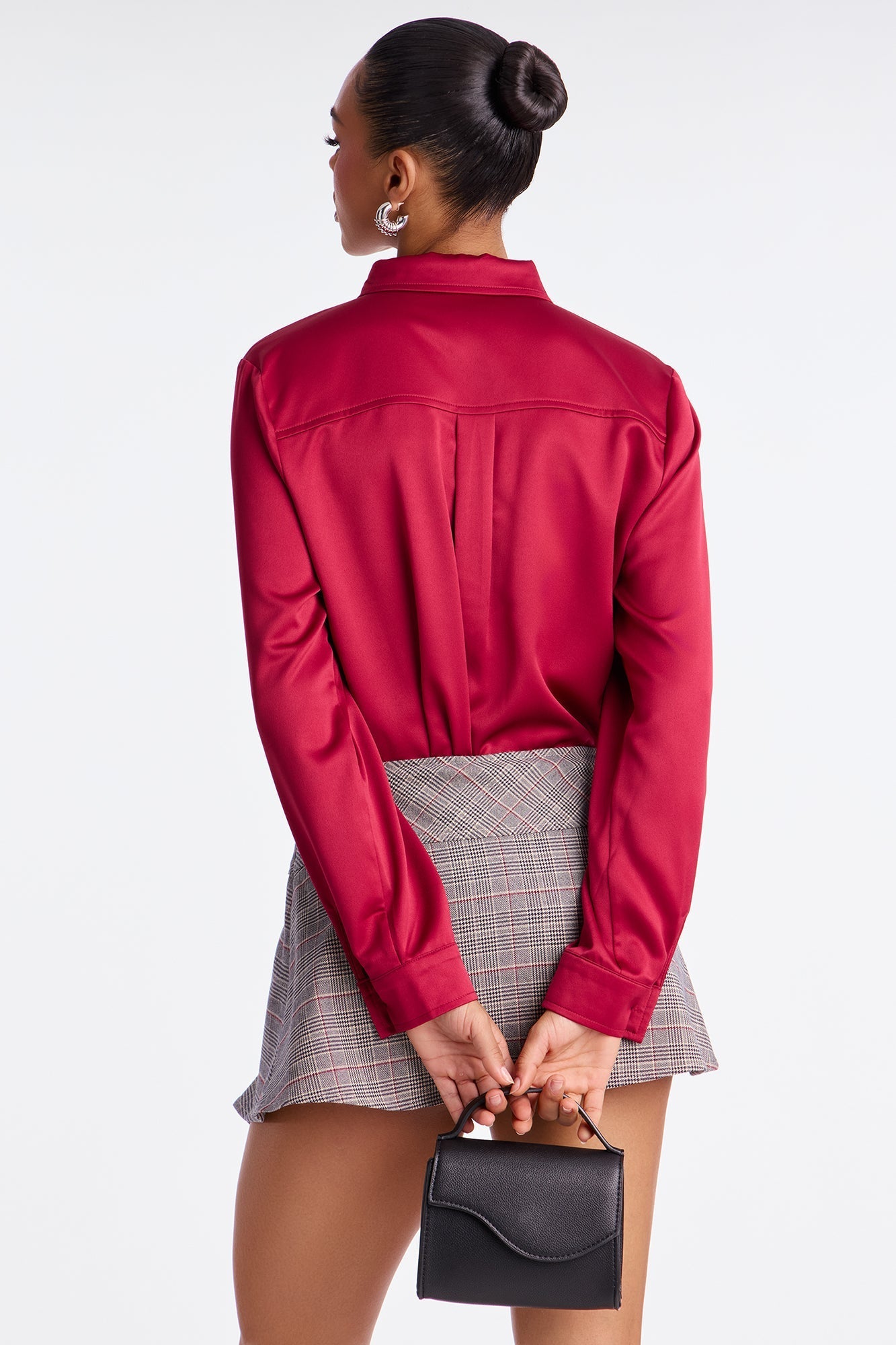 Star Player Satin Shirt - Burgundy